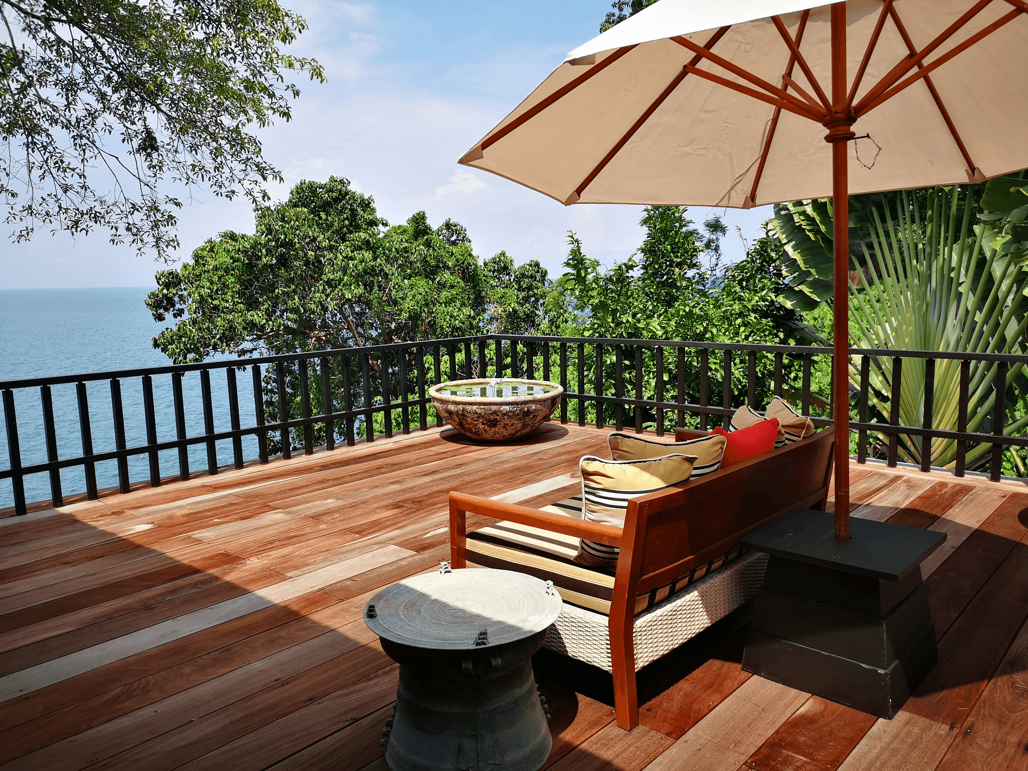 Stunning view of teak deck boards enhancing outdoor living space