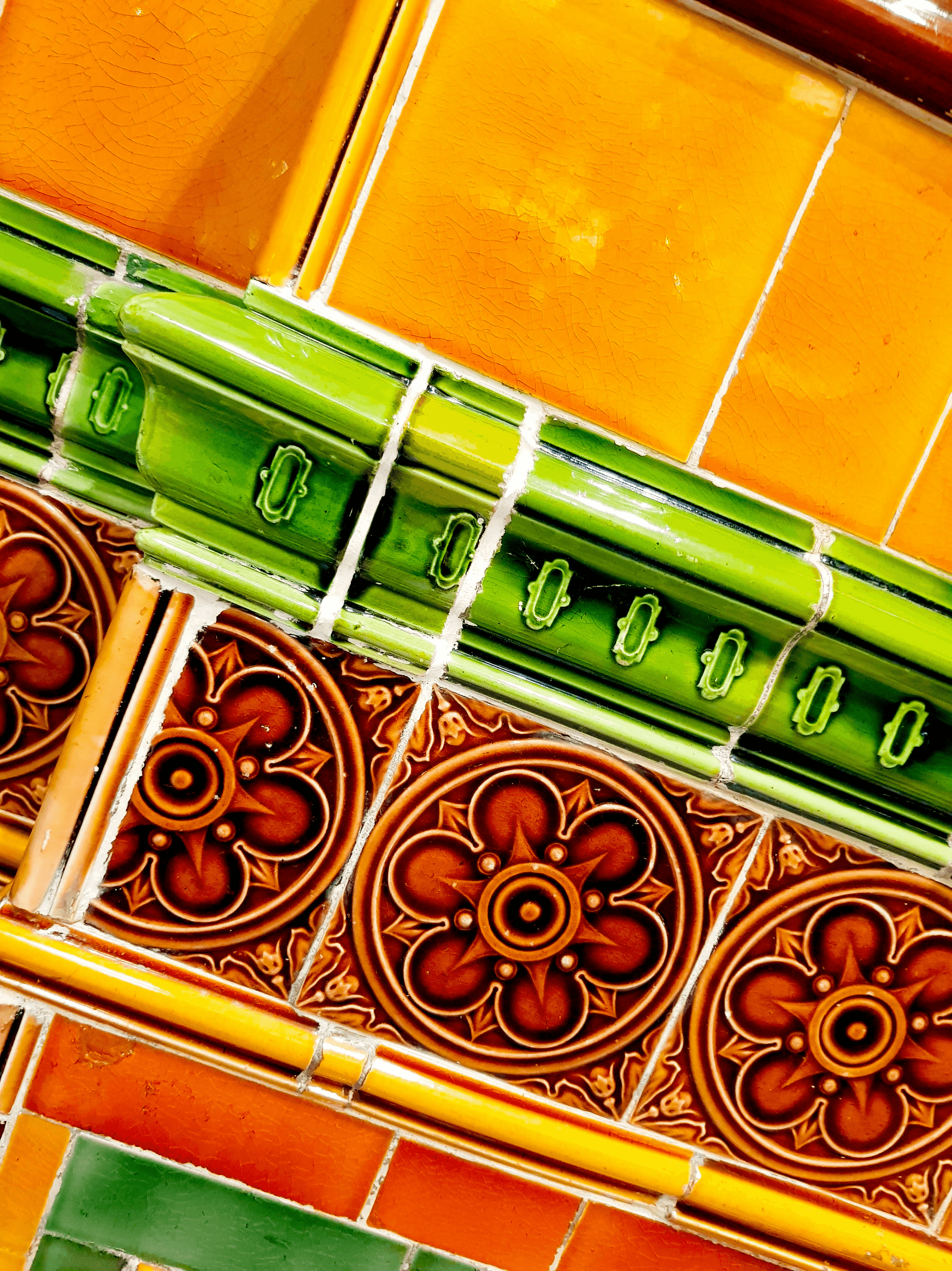 Colorful ceramic tiles in modern kitchen setting