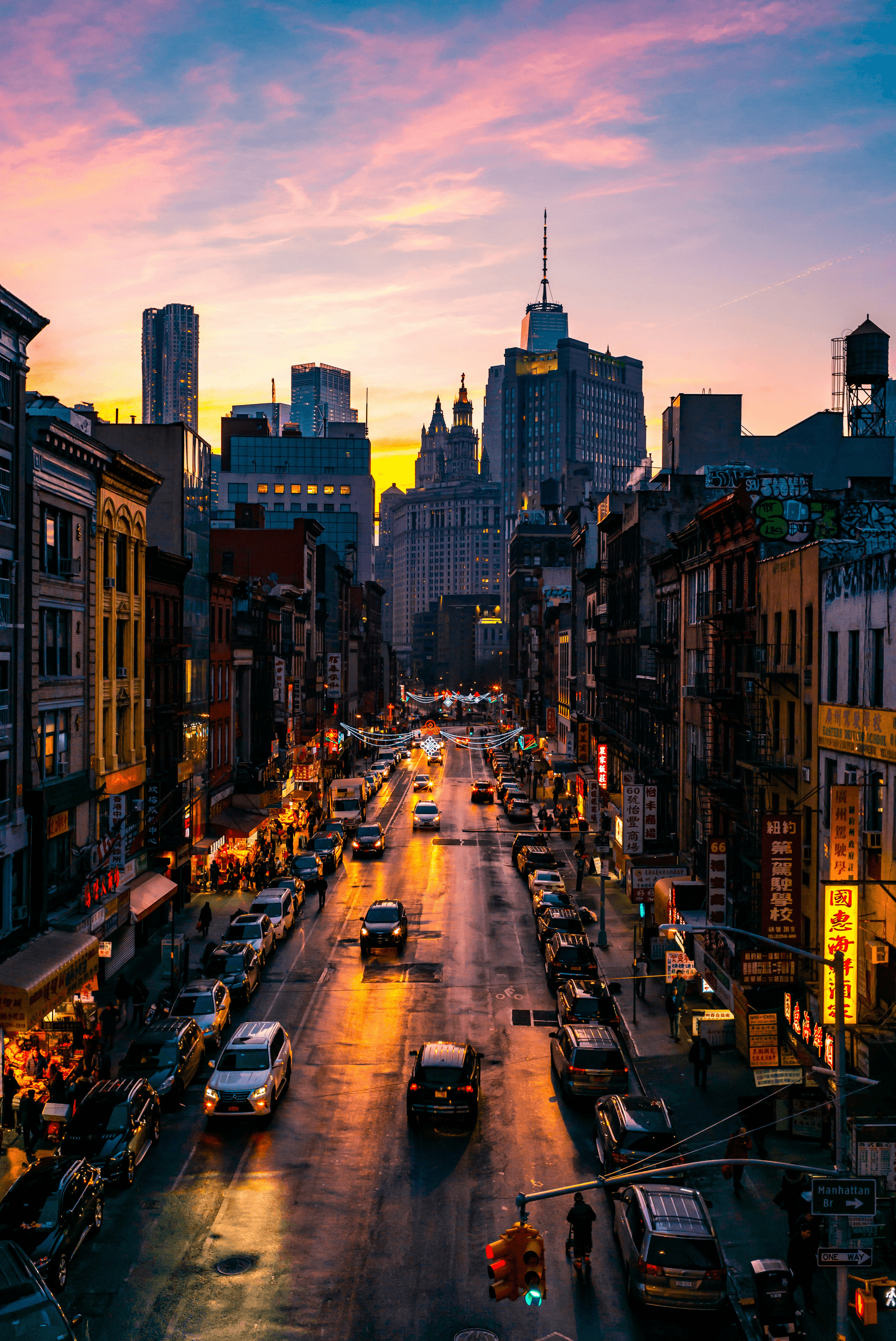 Dynamic view of a bustling city representing a thriving chinese trading company.