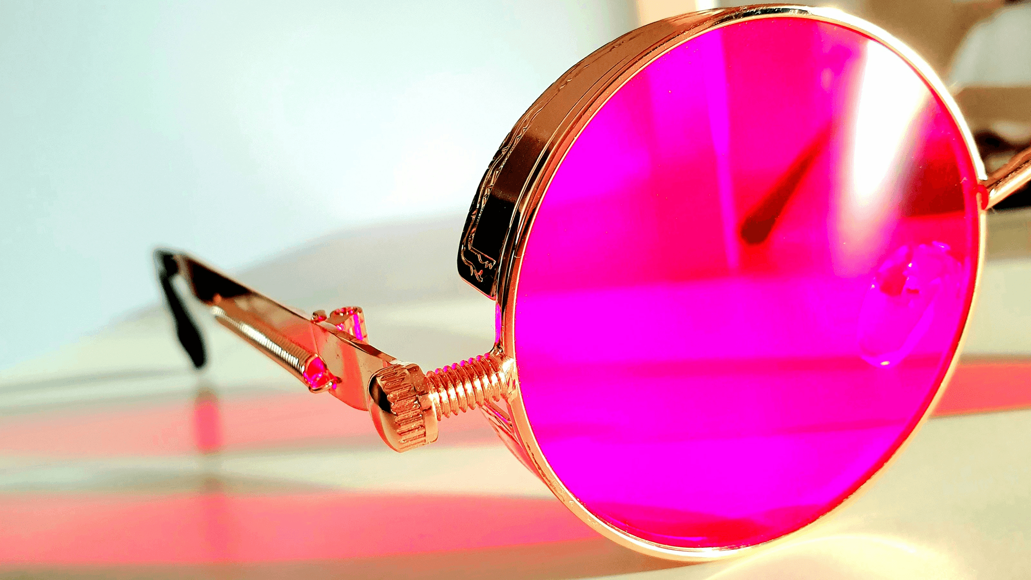 Custom pink eyewear showcasing stylish design
