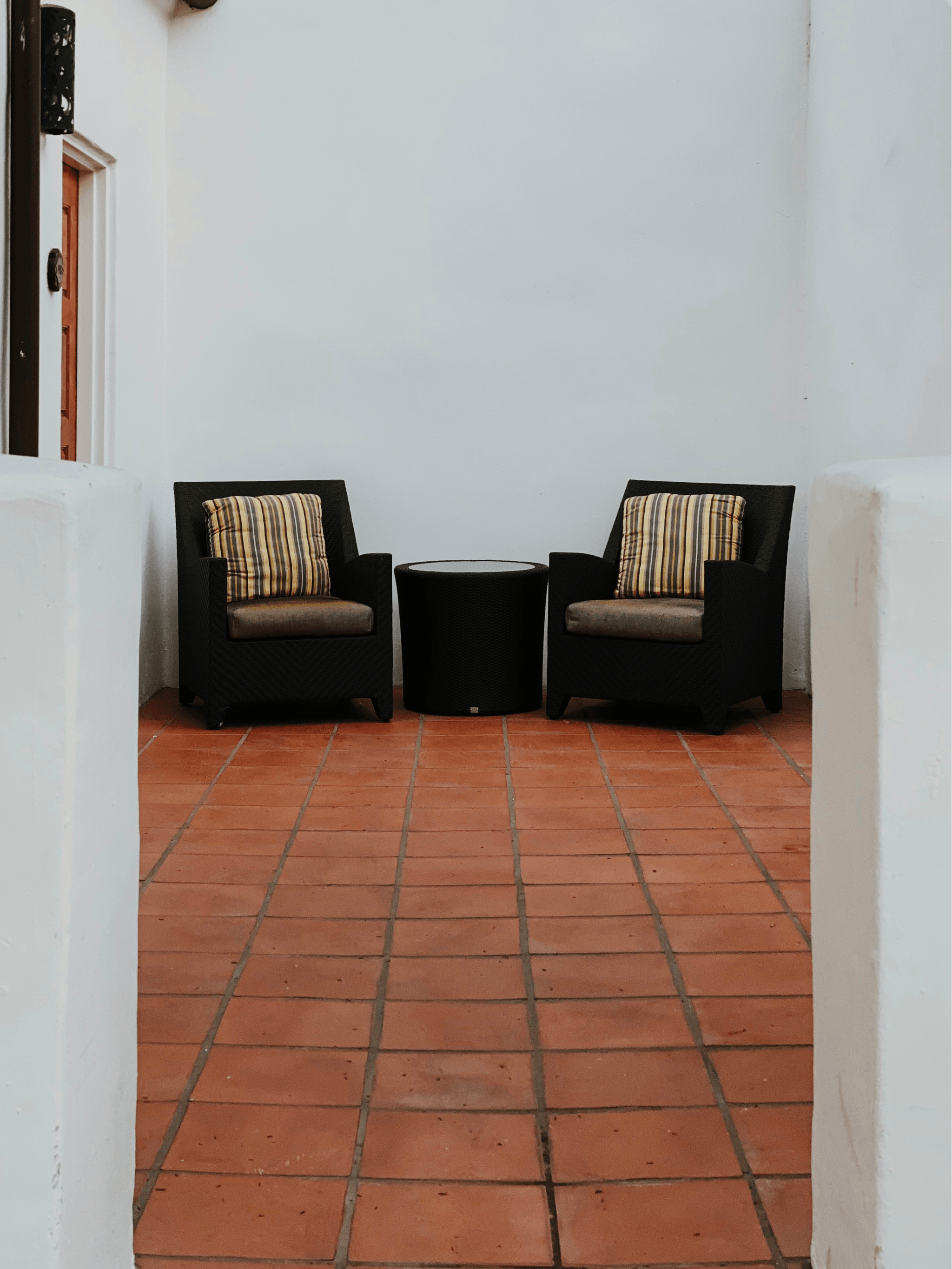 Outdoor floor tile installation process in progress