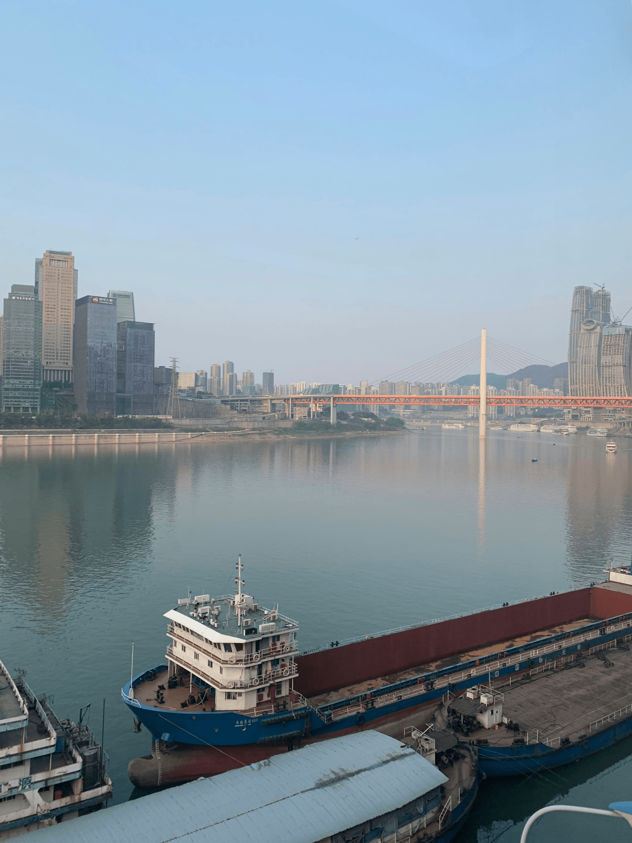 Busy shipping port with cargo containers