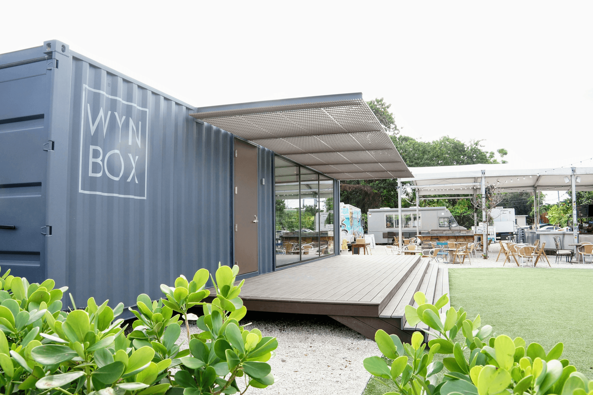Unique corporate event location with detachable container house