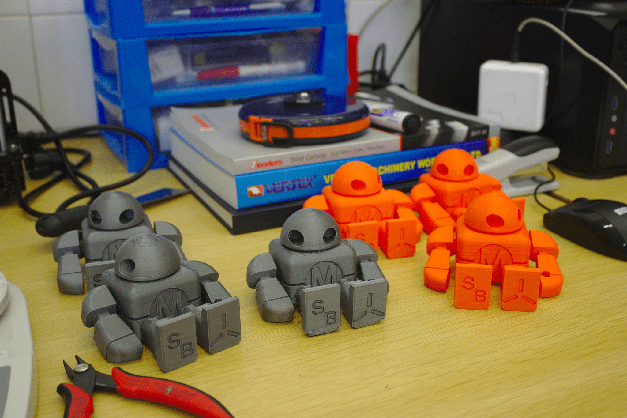 Futuristic robots assembling prefabricated building components