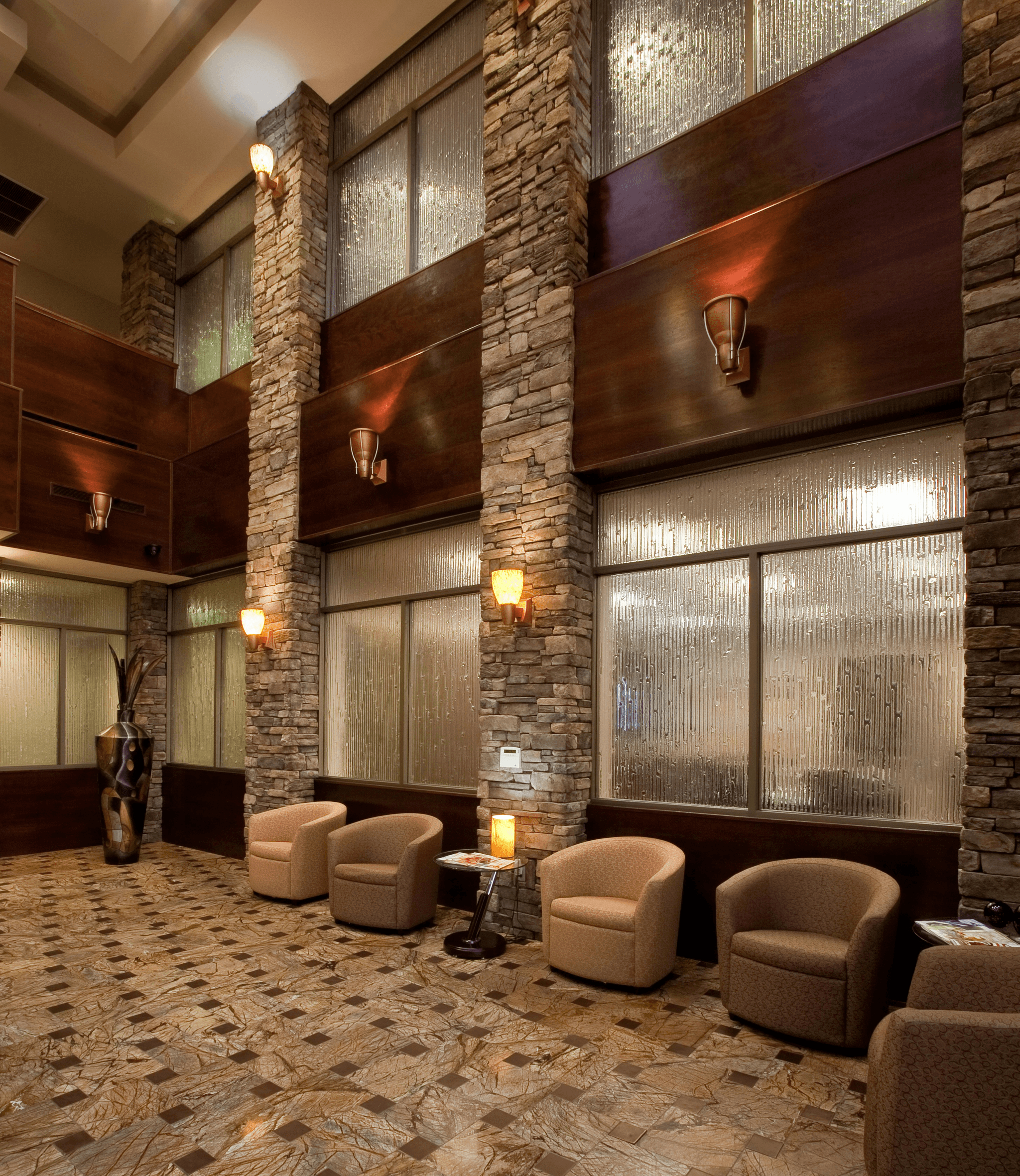 Elegant lobby in container hotel