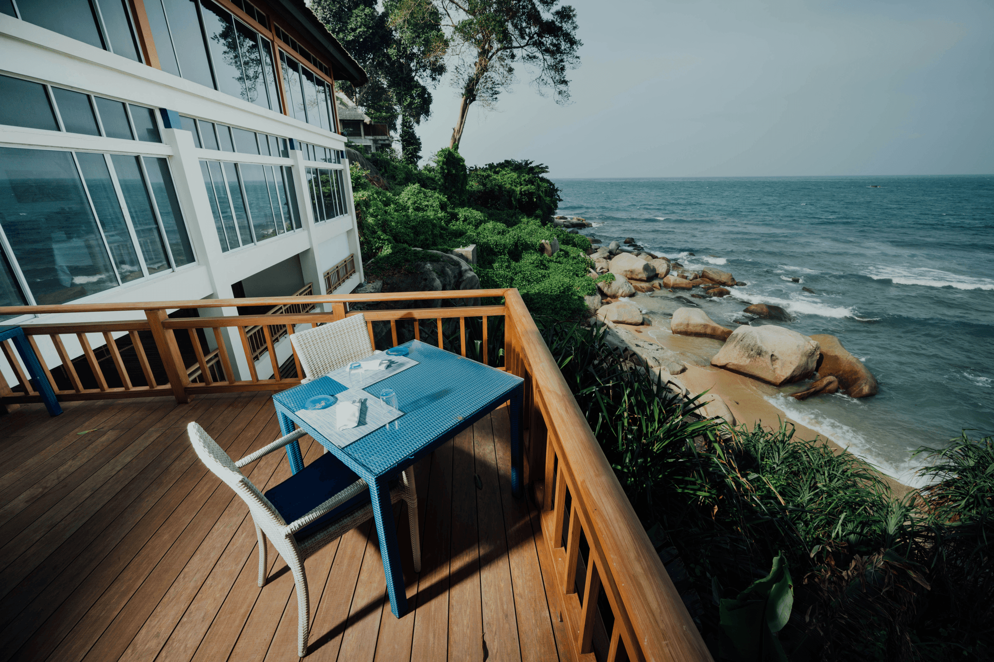 container home beach house outdoor deck with ocean view