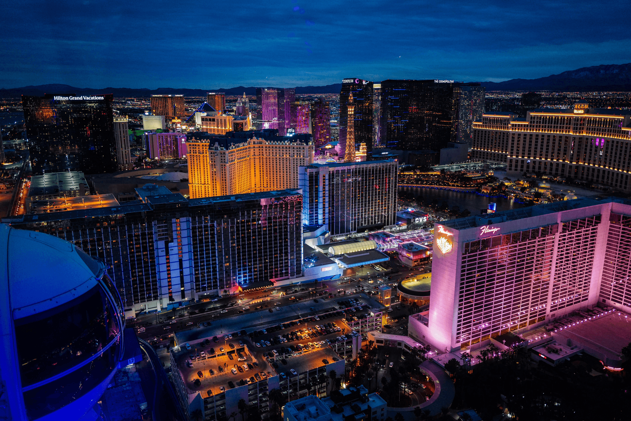 Stunning view from observation elevator at Stratosphere Tower.