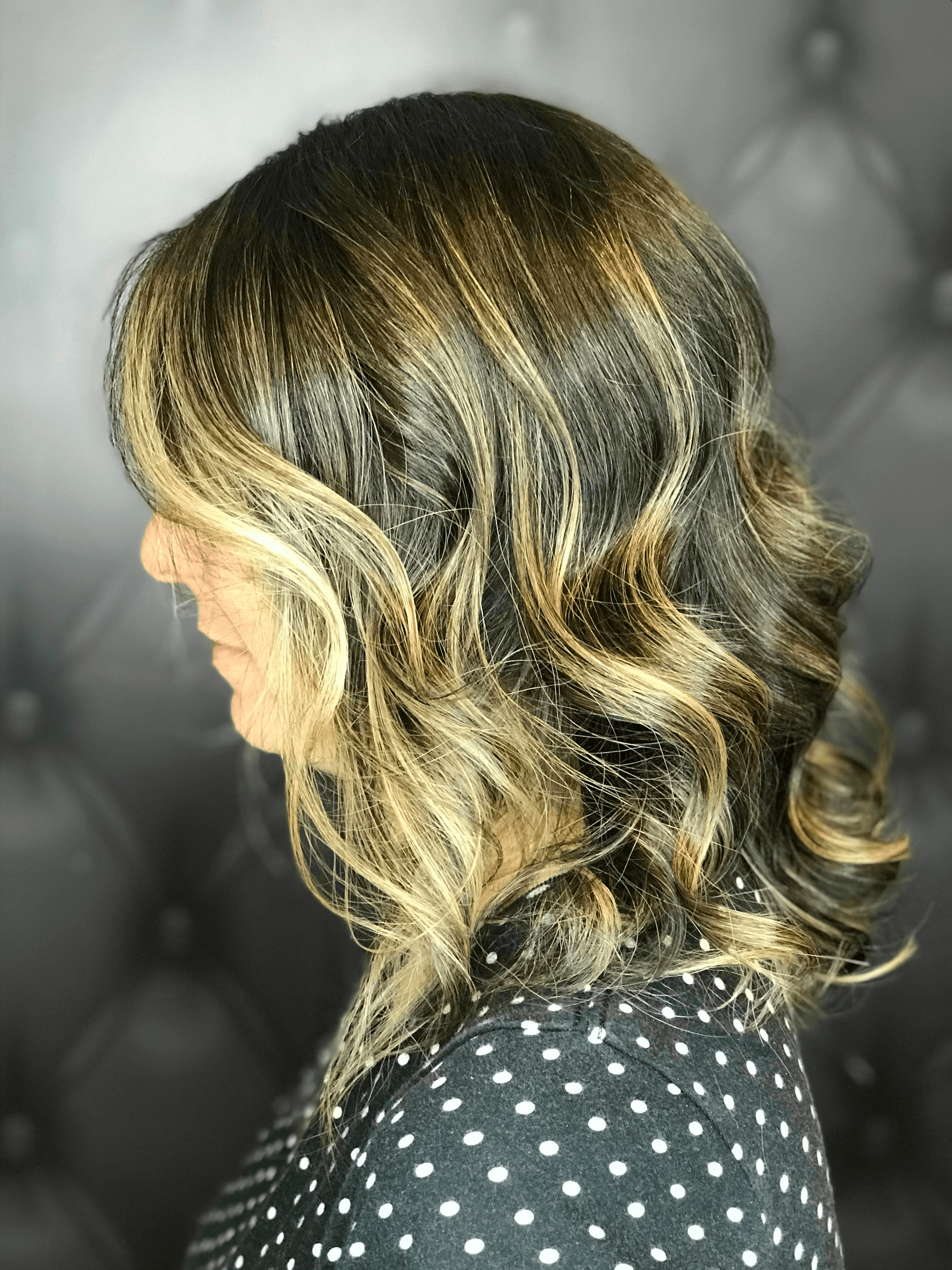 Ombre Hairstyle featuring shiny caramel ombre on curly hair
