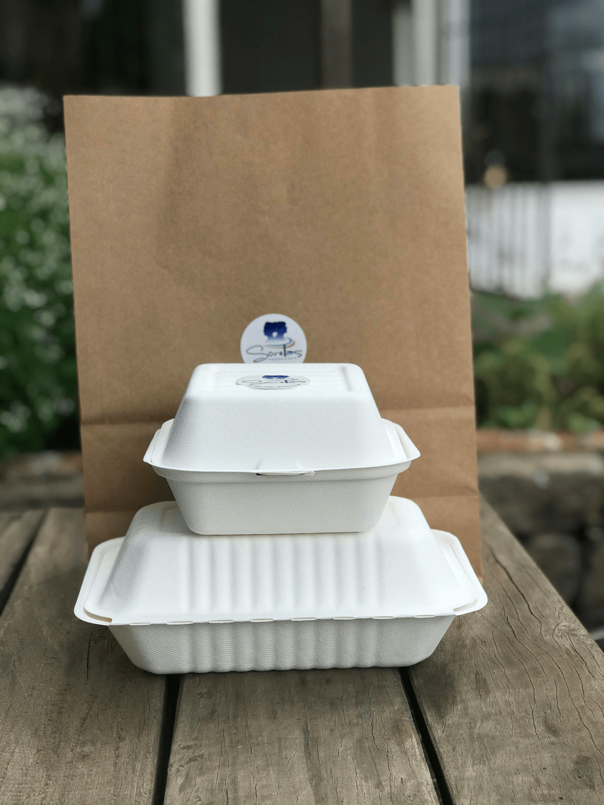 Eco-friendly options with compostable food containers promoting sustainability.