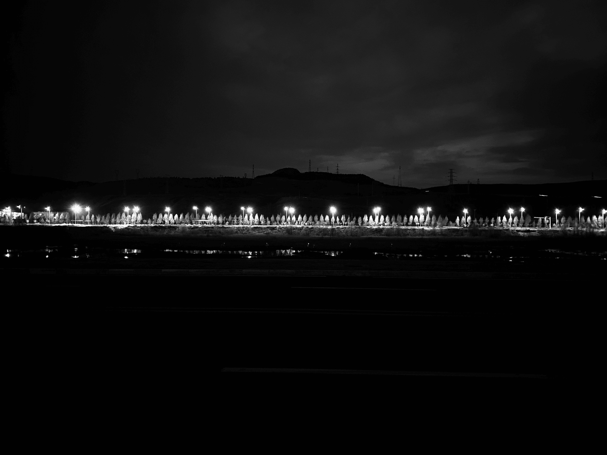 Runway lighting intensity devices in operation.