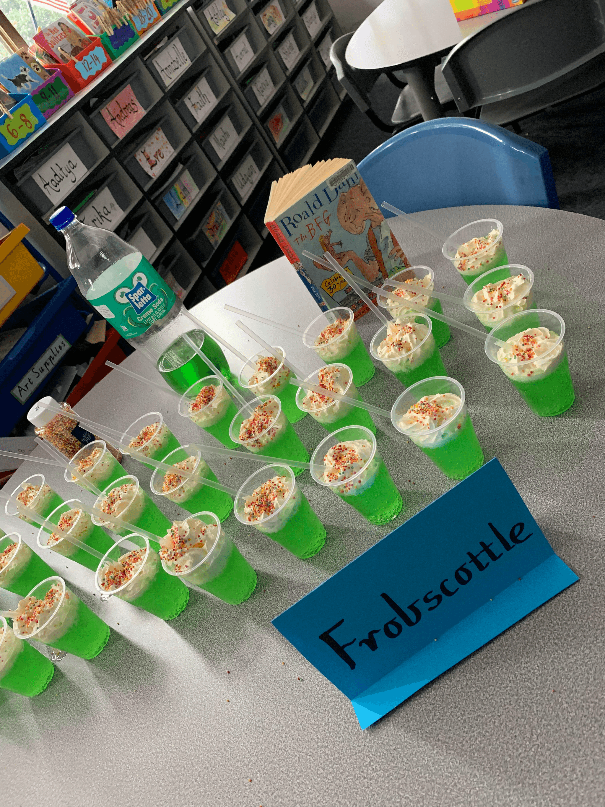 Creative uses of beverage take out container in dessert displays