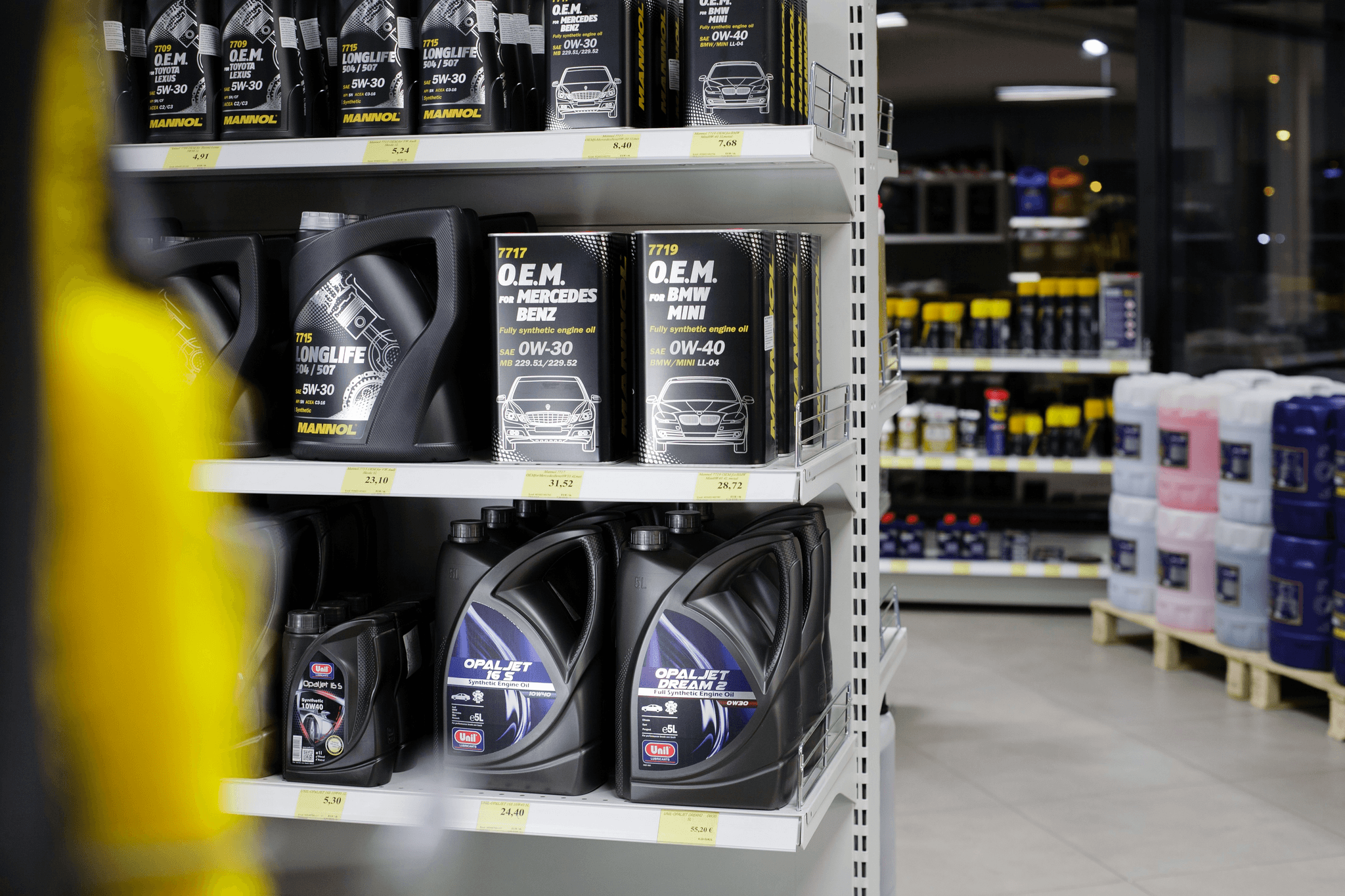 Wholesale auto parts displayed in organized shelves