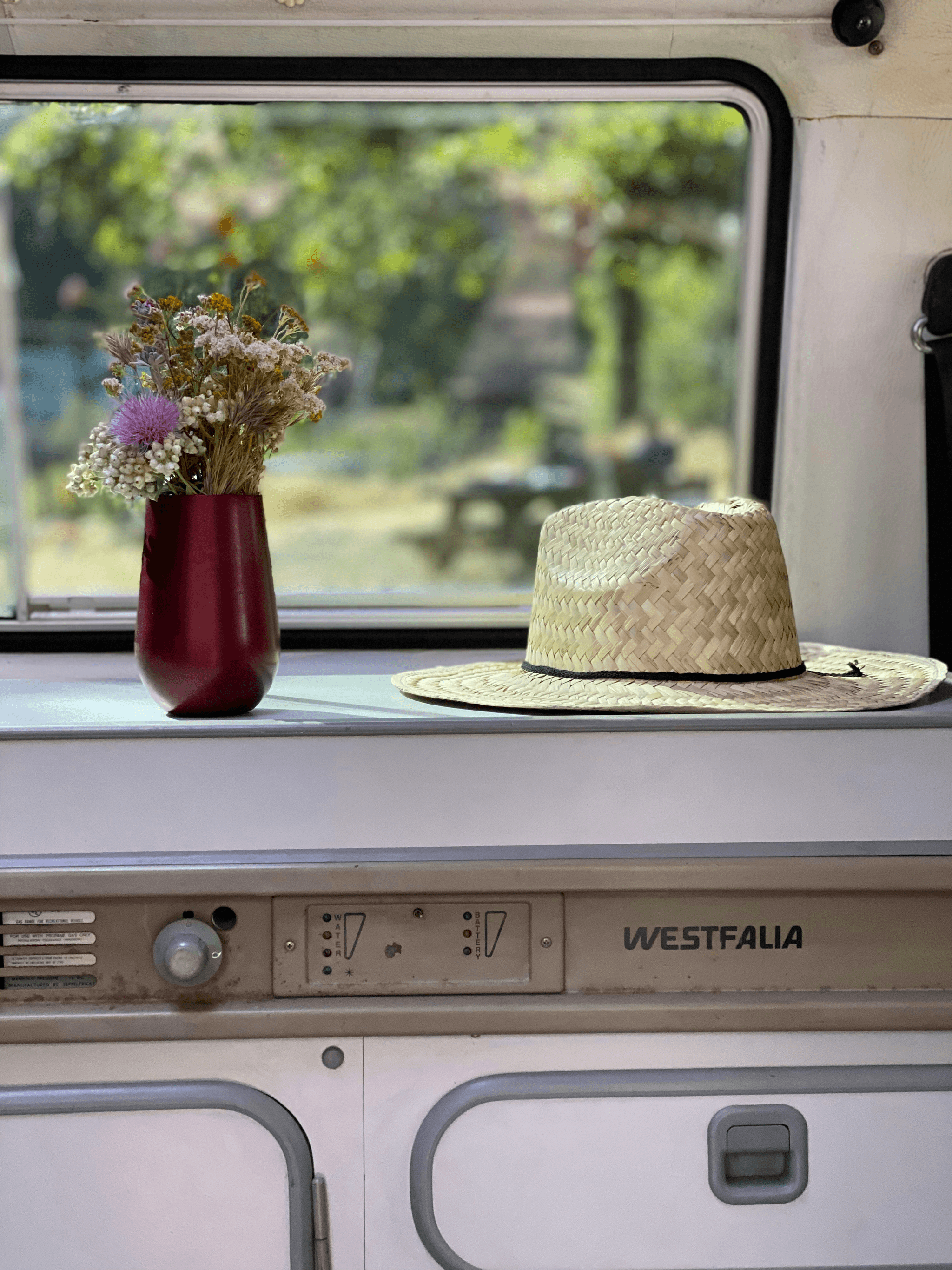 Portable air conditioner for camping being installed in camper van