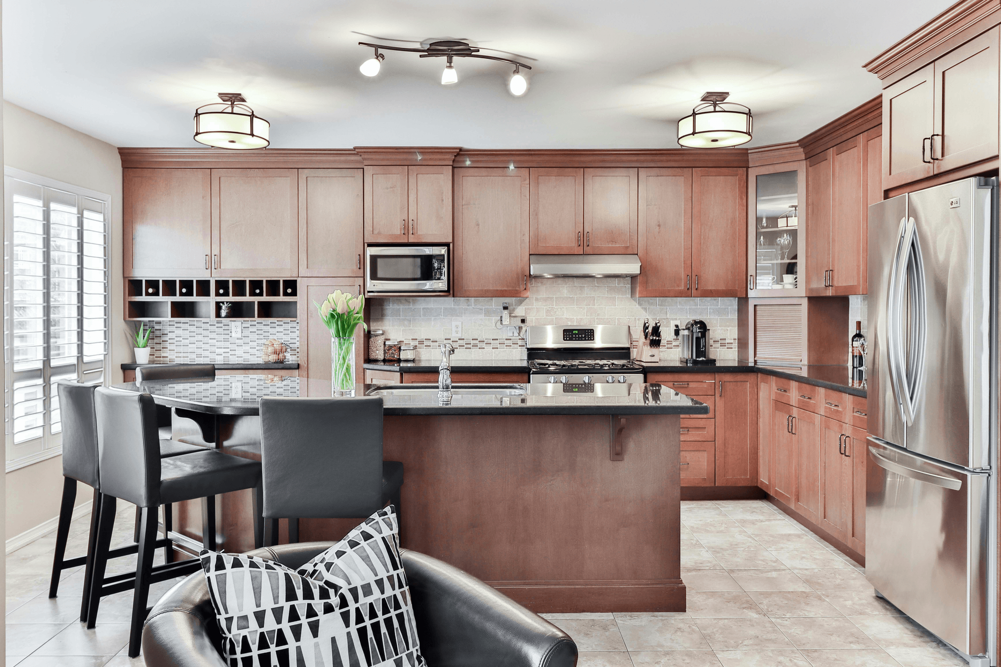 Modern kitchen cabinets from China being installed