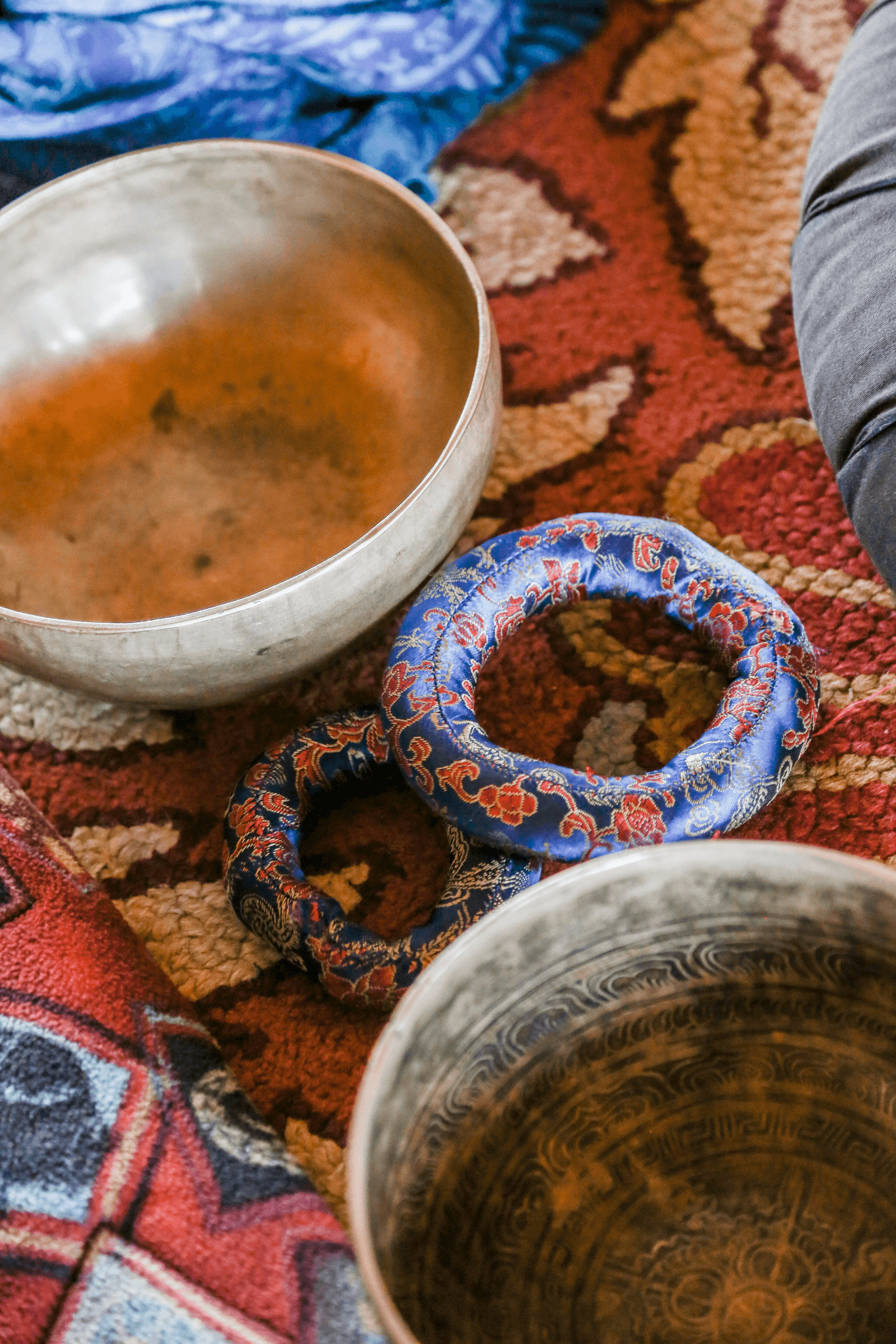 Tibetan singing bowls for meditation.