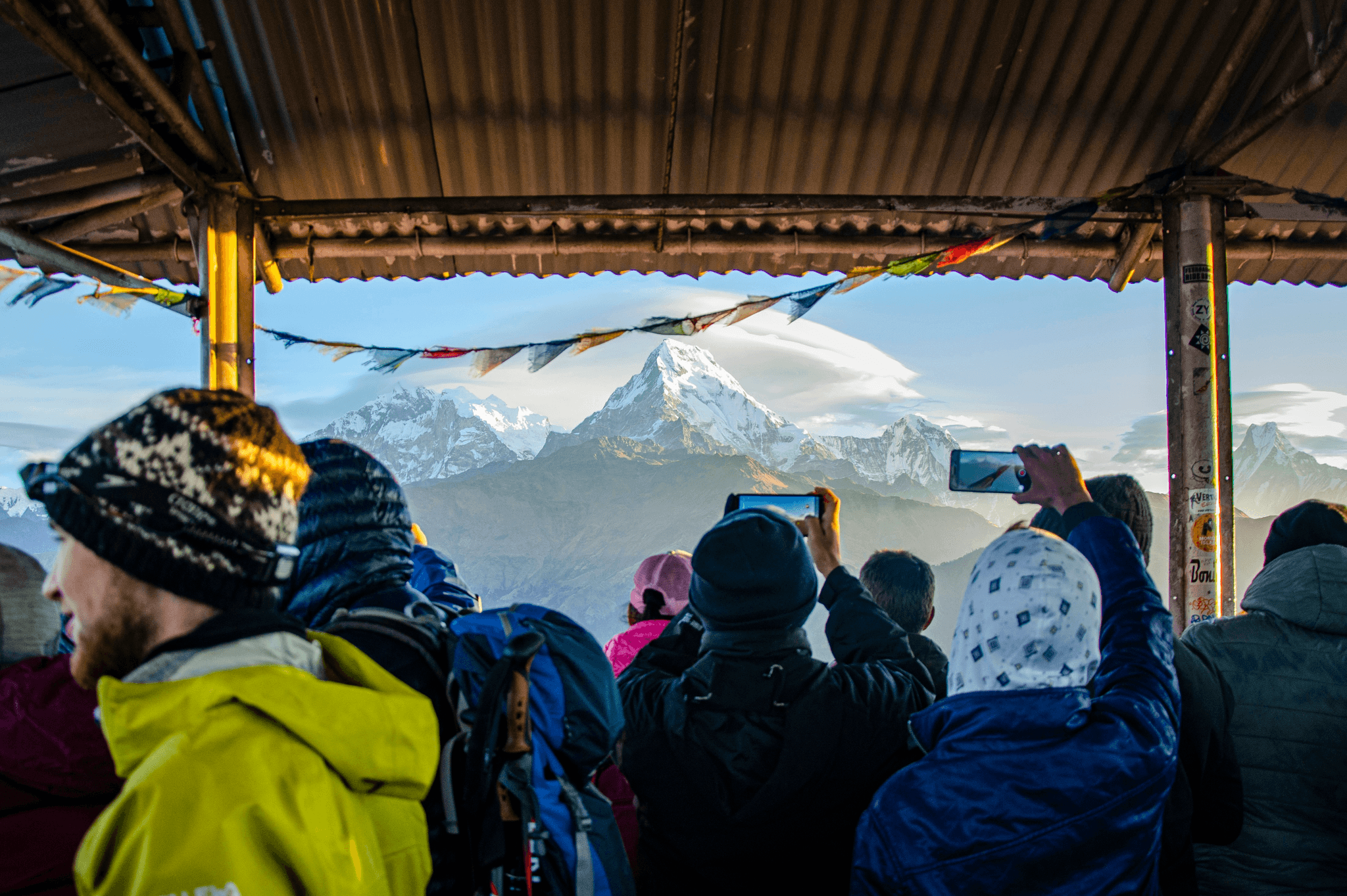 Group of tourists enjoying small group tibet travel package