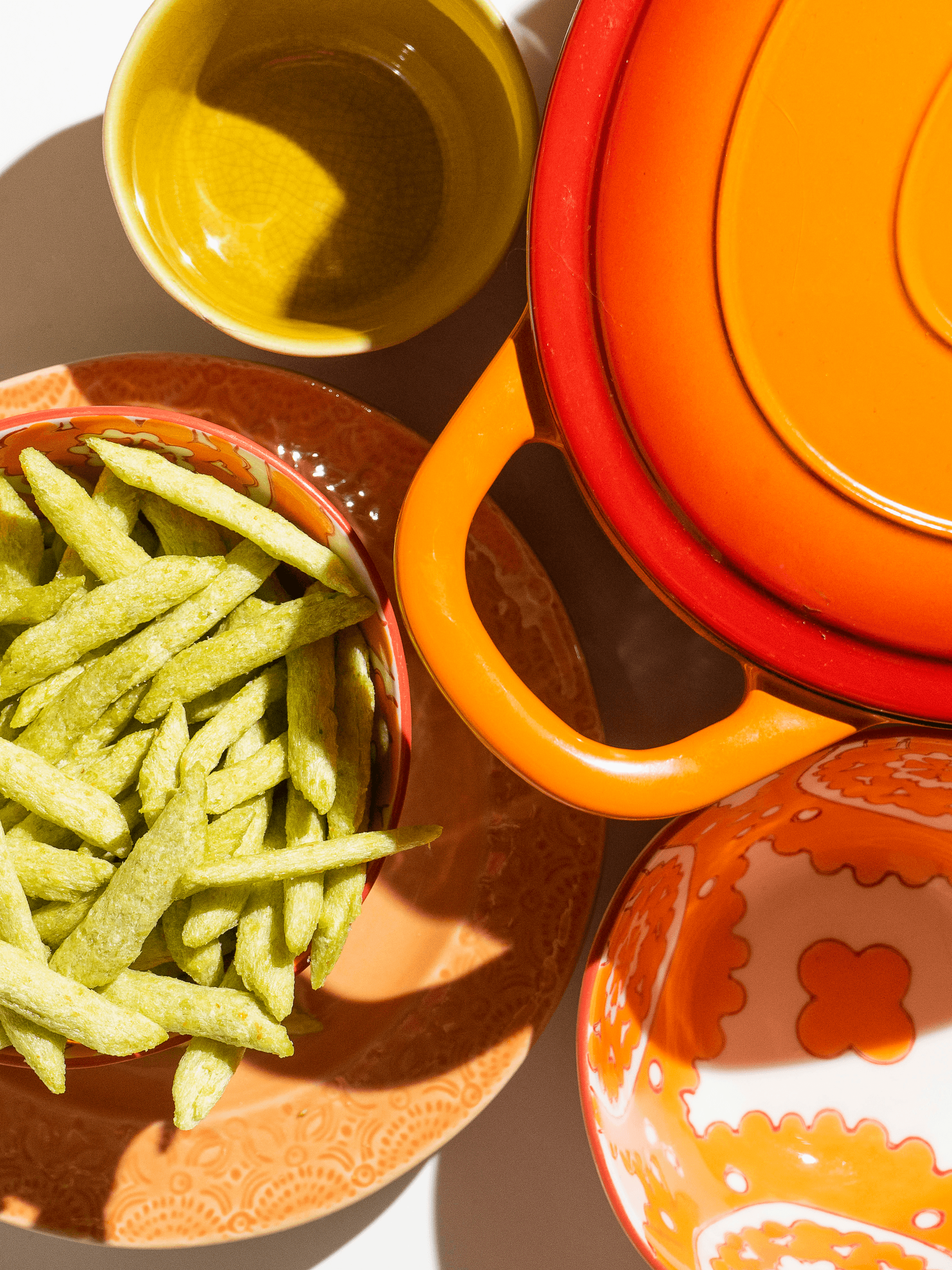 freshly prepared freeze dried green beans in bowl