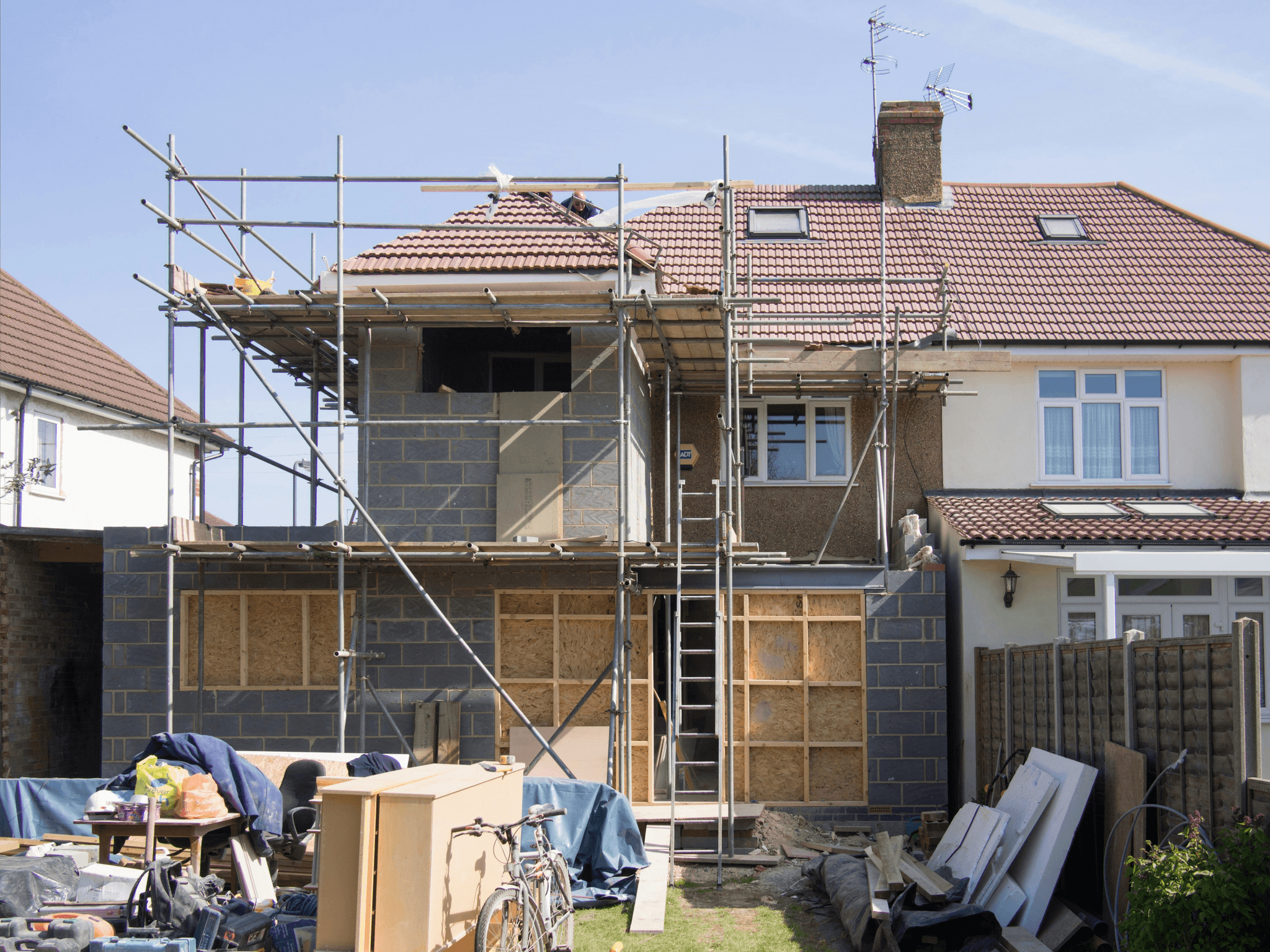 Modular house construction site.