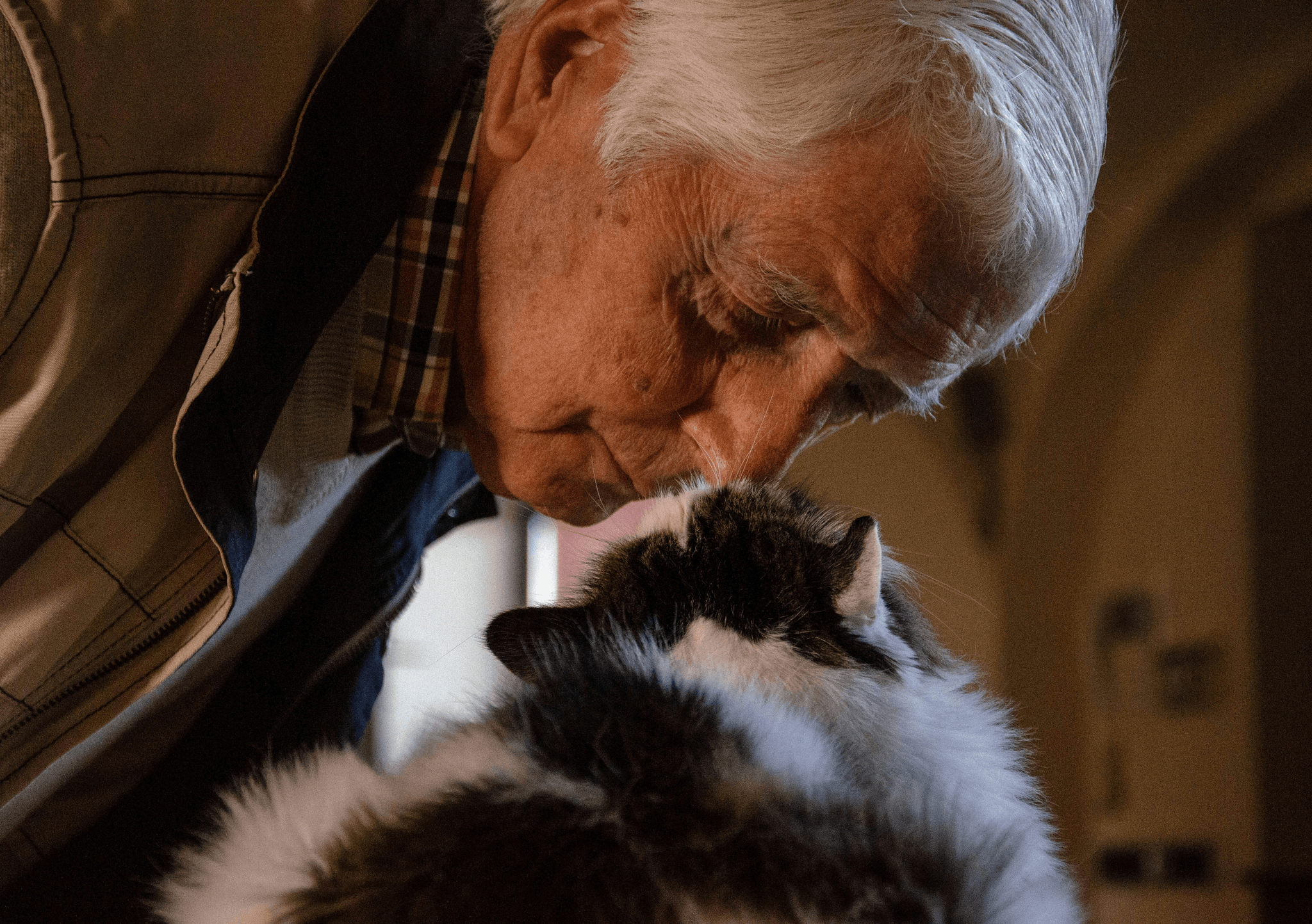 A senior with their senior pet
