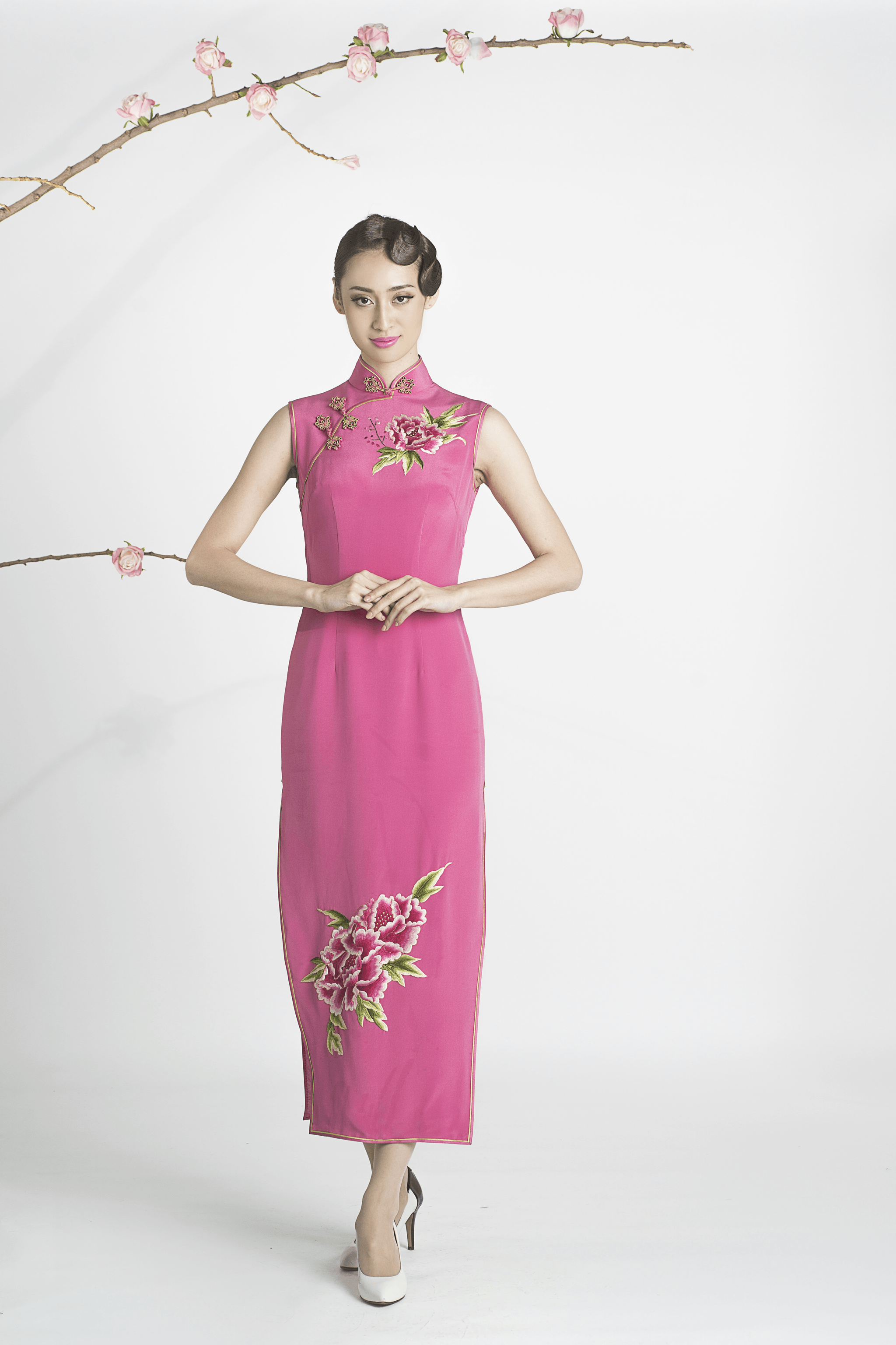 Clothing made in China - Modern qipao-inspired dress with intricate embroidery