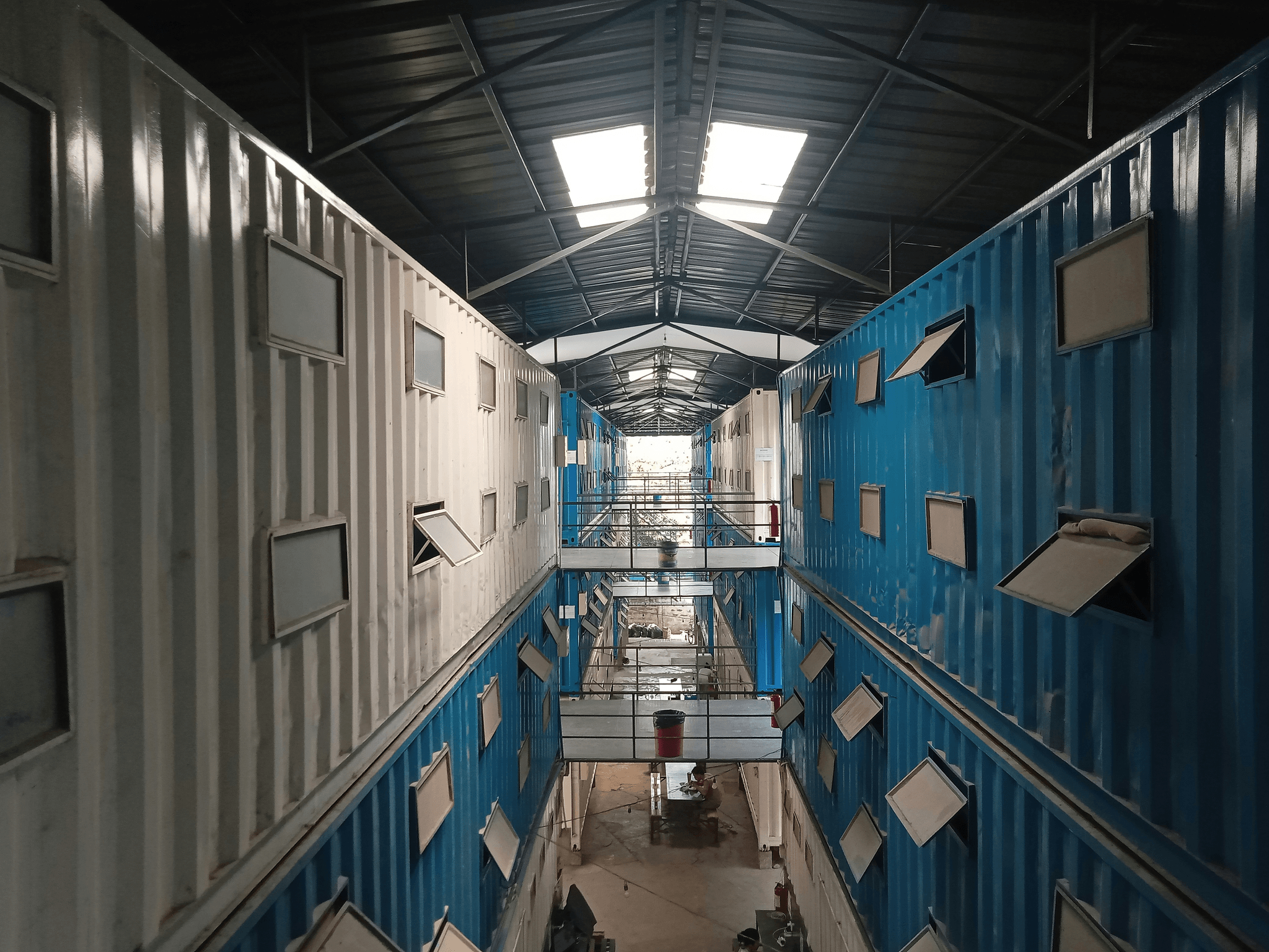 shipping container insulation detail used in mobile medical clinic