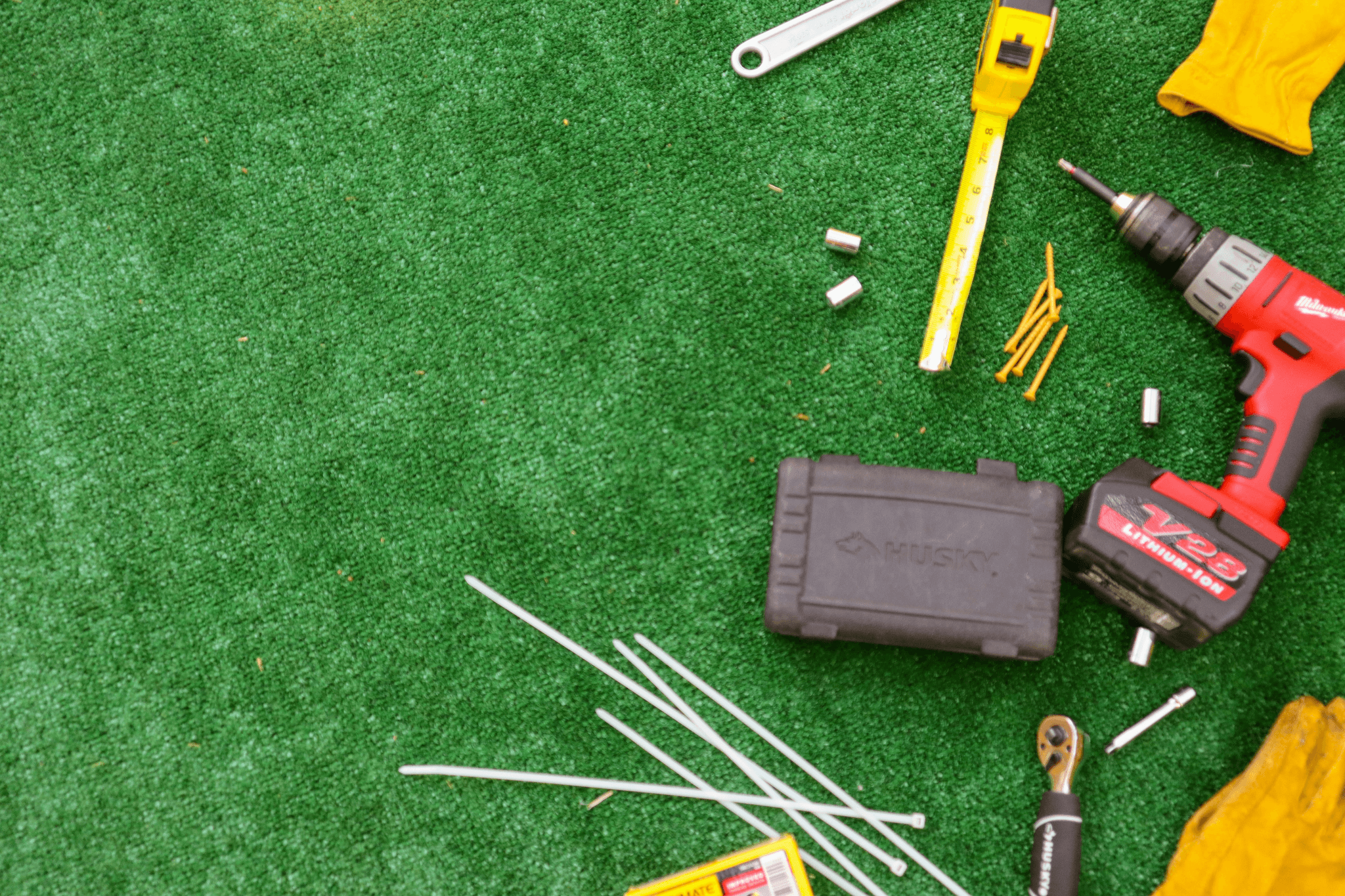 Ready made decking materials prepared for installation.