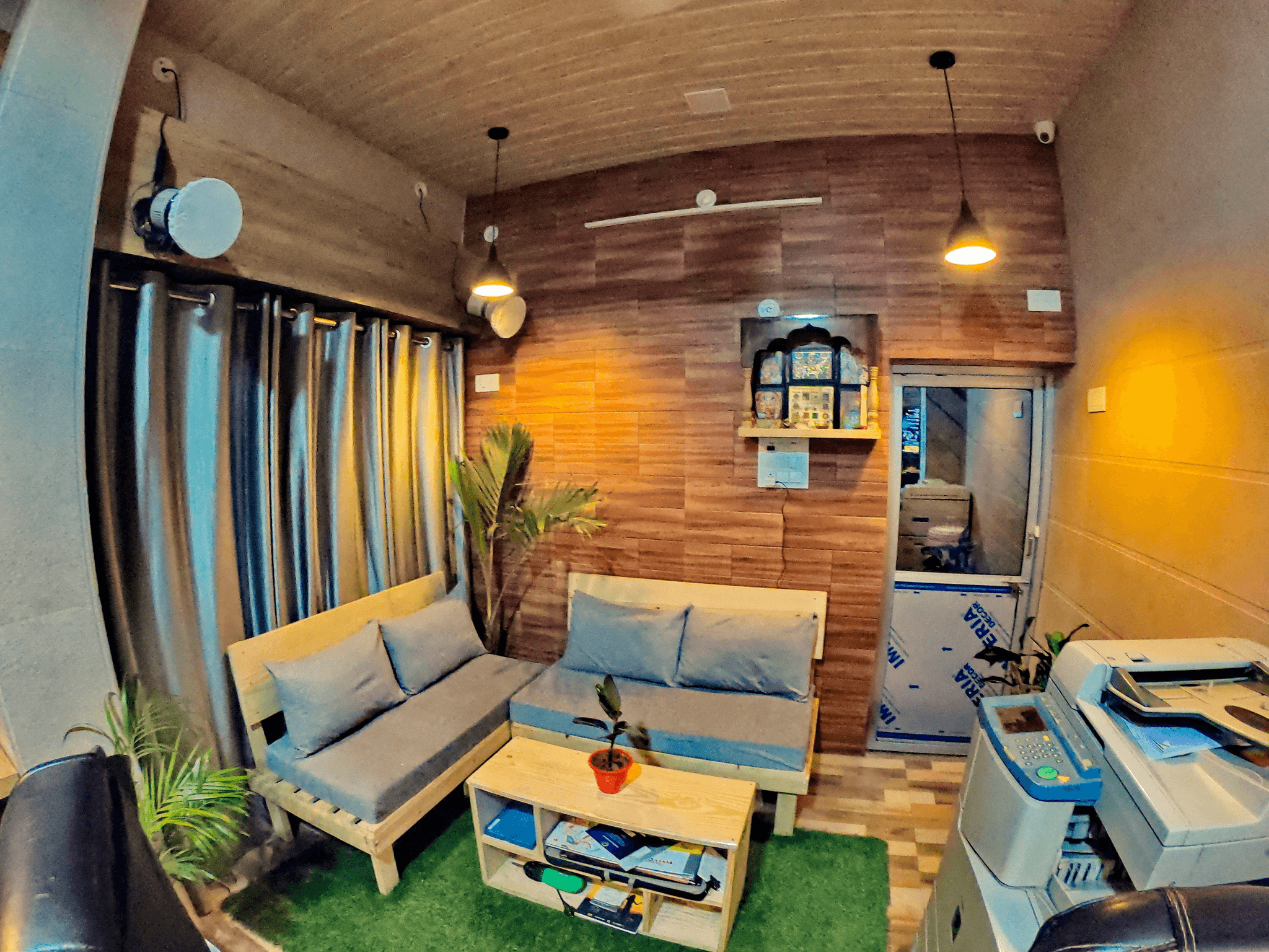 Personalized decor and unique furniture pieces in prefabricated tiny home