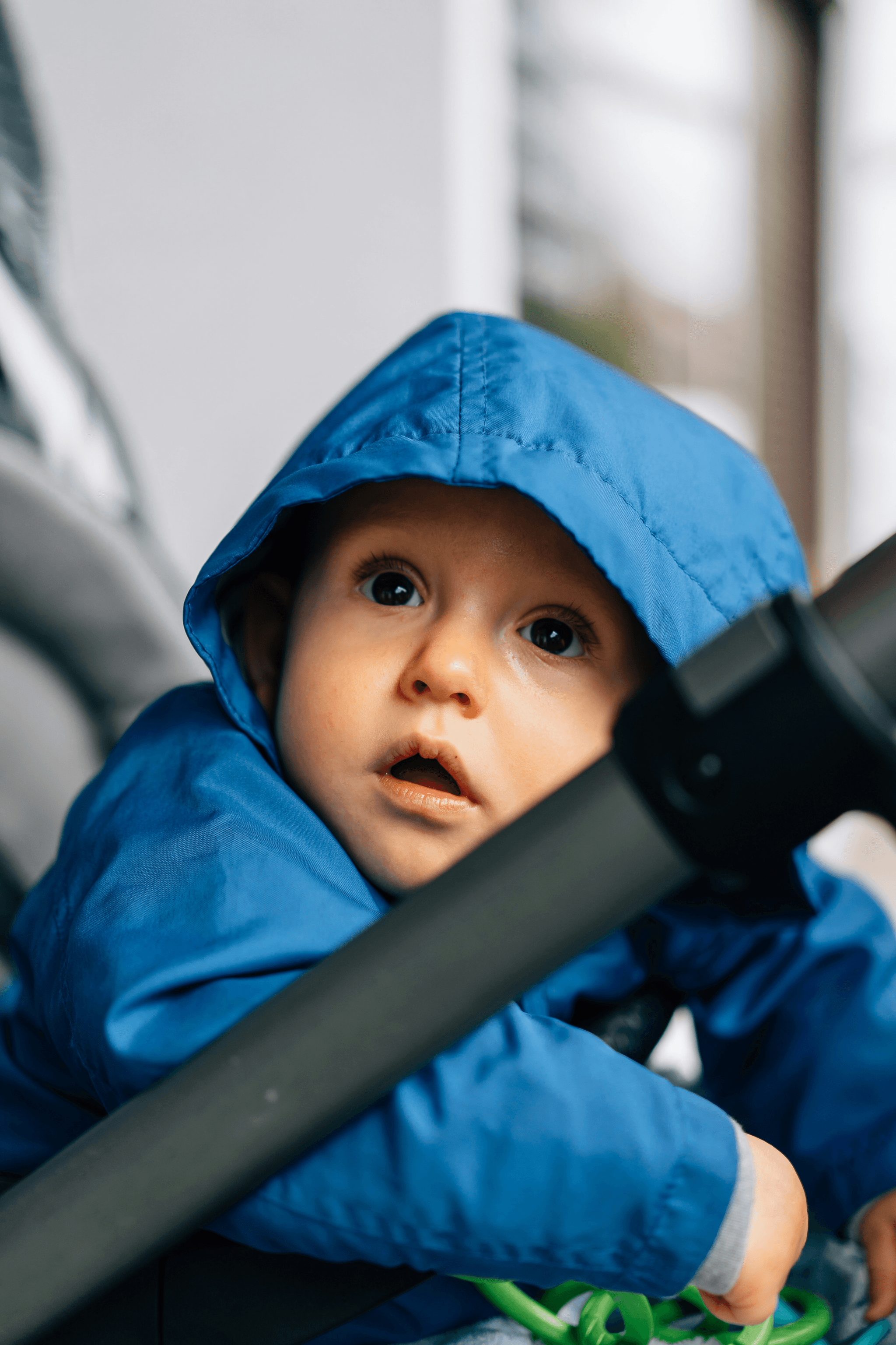 Detailed visual of baby stroller inspection China focusing on structural checks, harness systems, compatibility.
