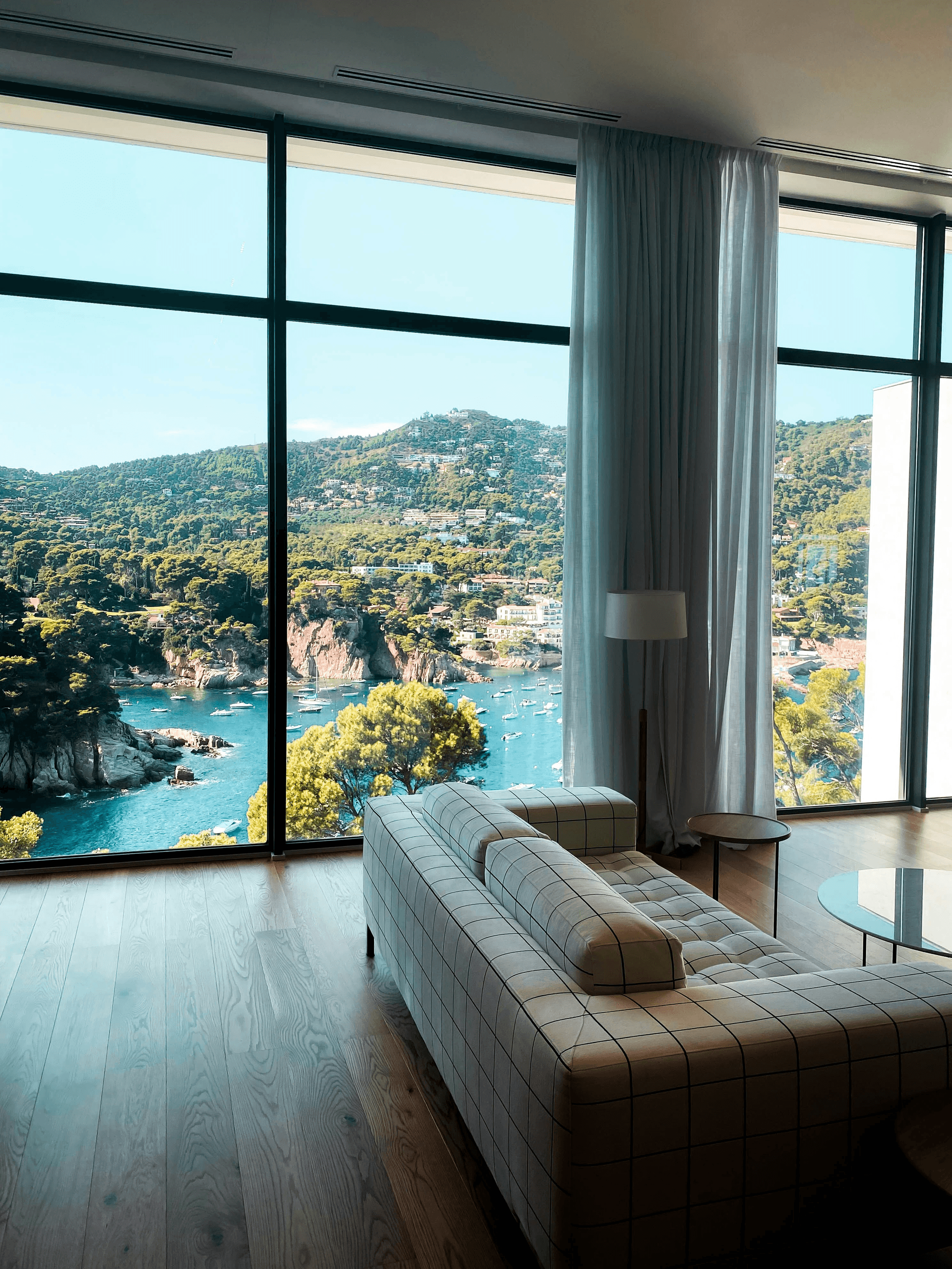 Different types of bay windows in elegant living room