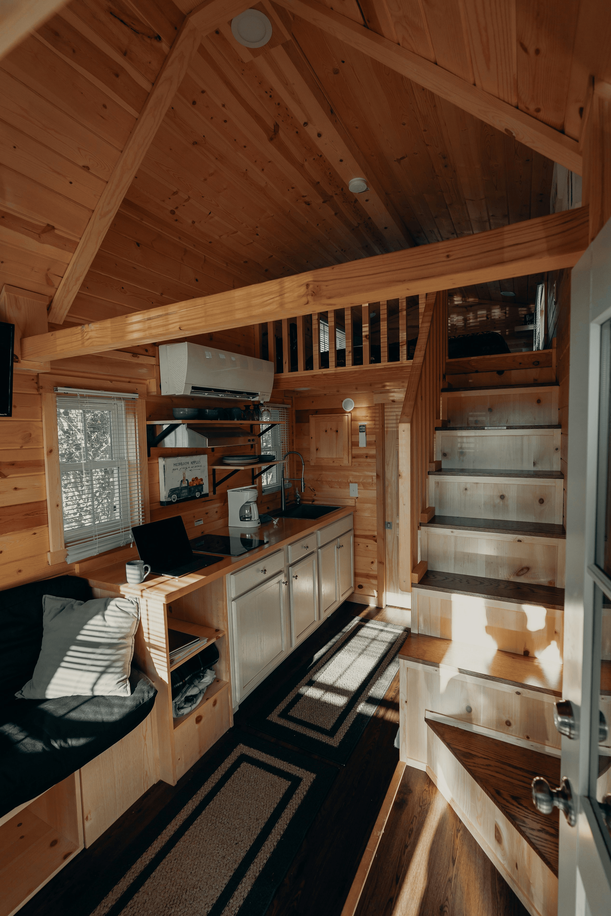 Cozy interior of mobile cabin homes showcasing warmth and style.