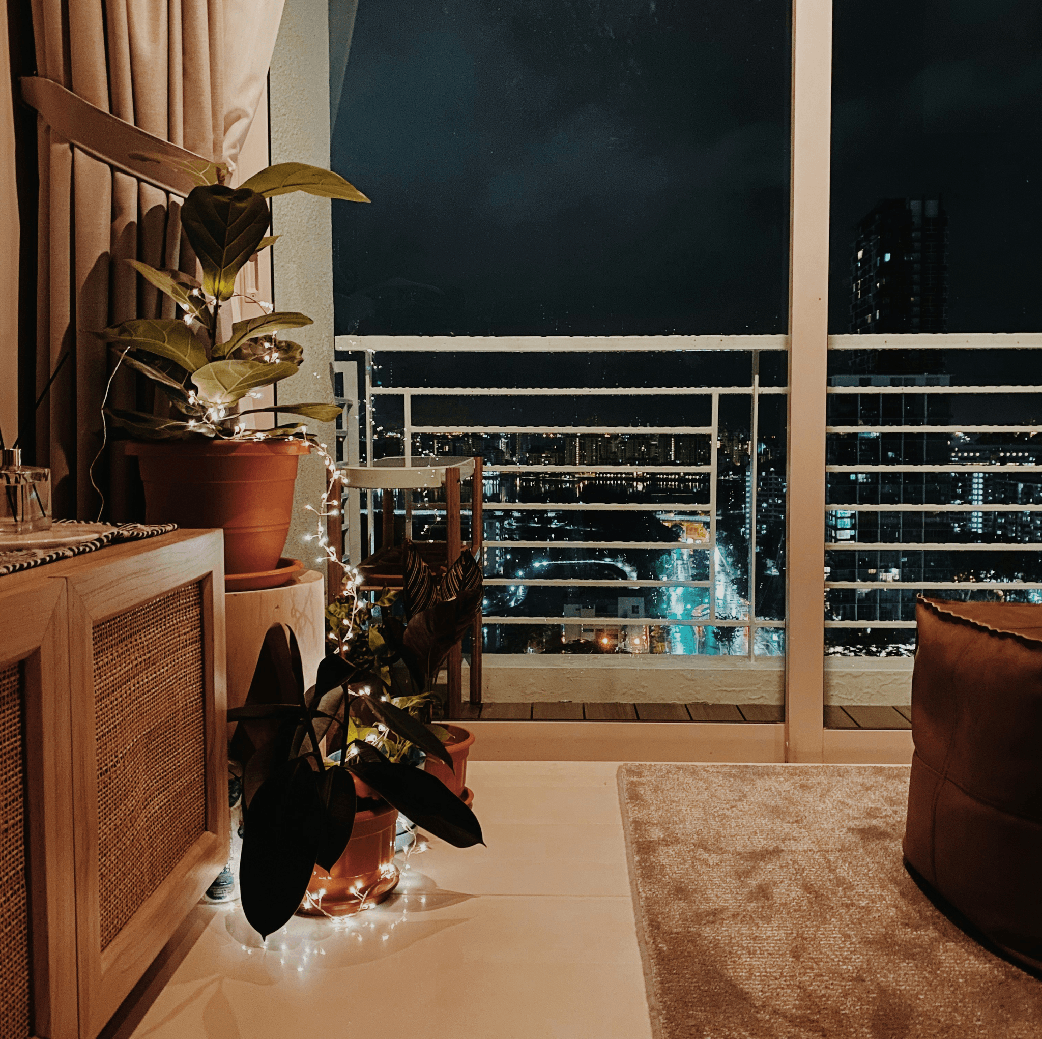 prefab townhouse balcony retreat with plants