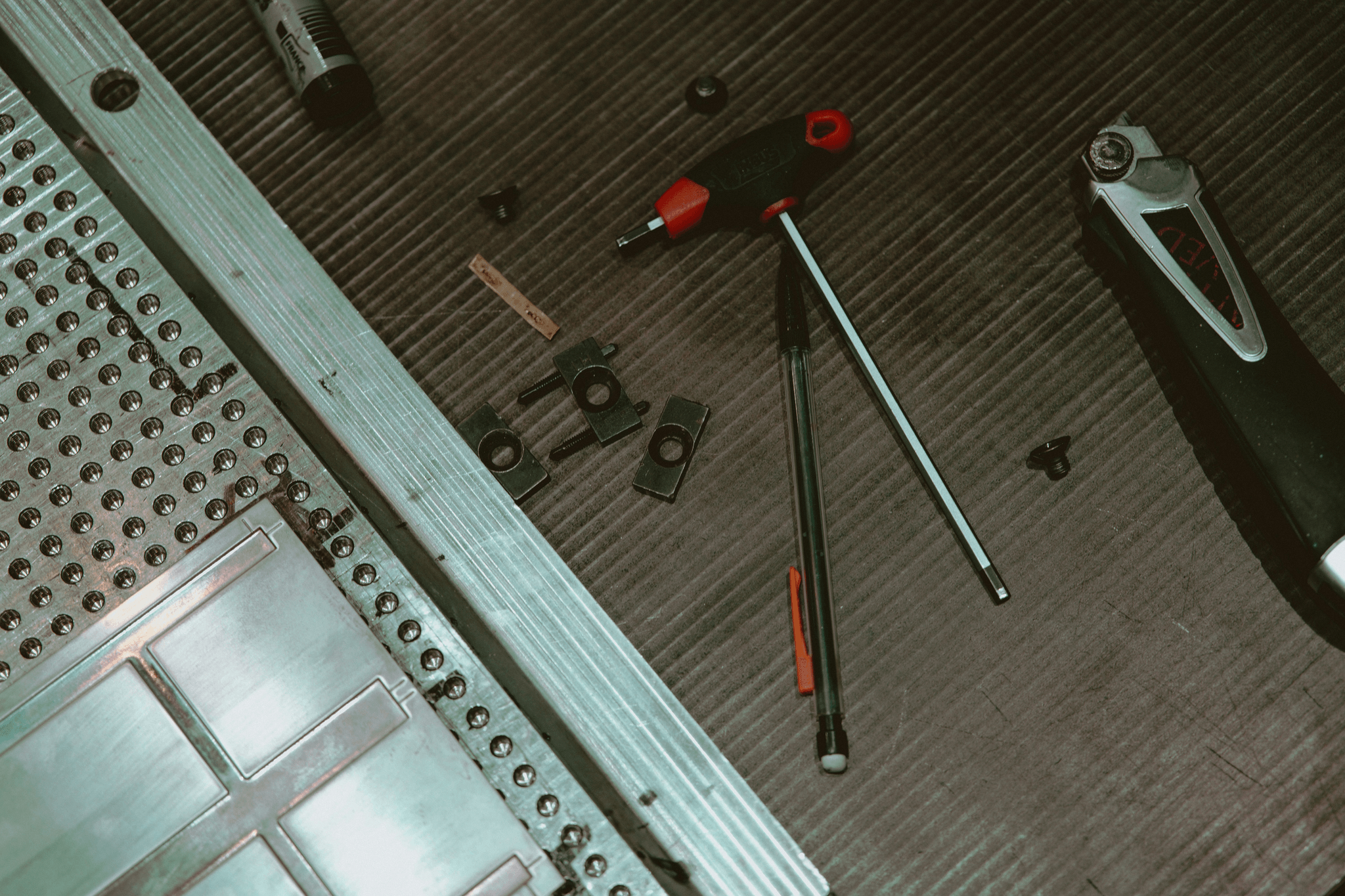 Essential tools used in container home framing projects.