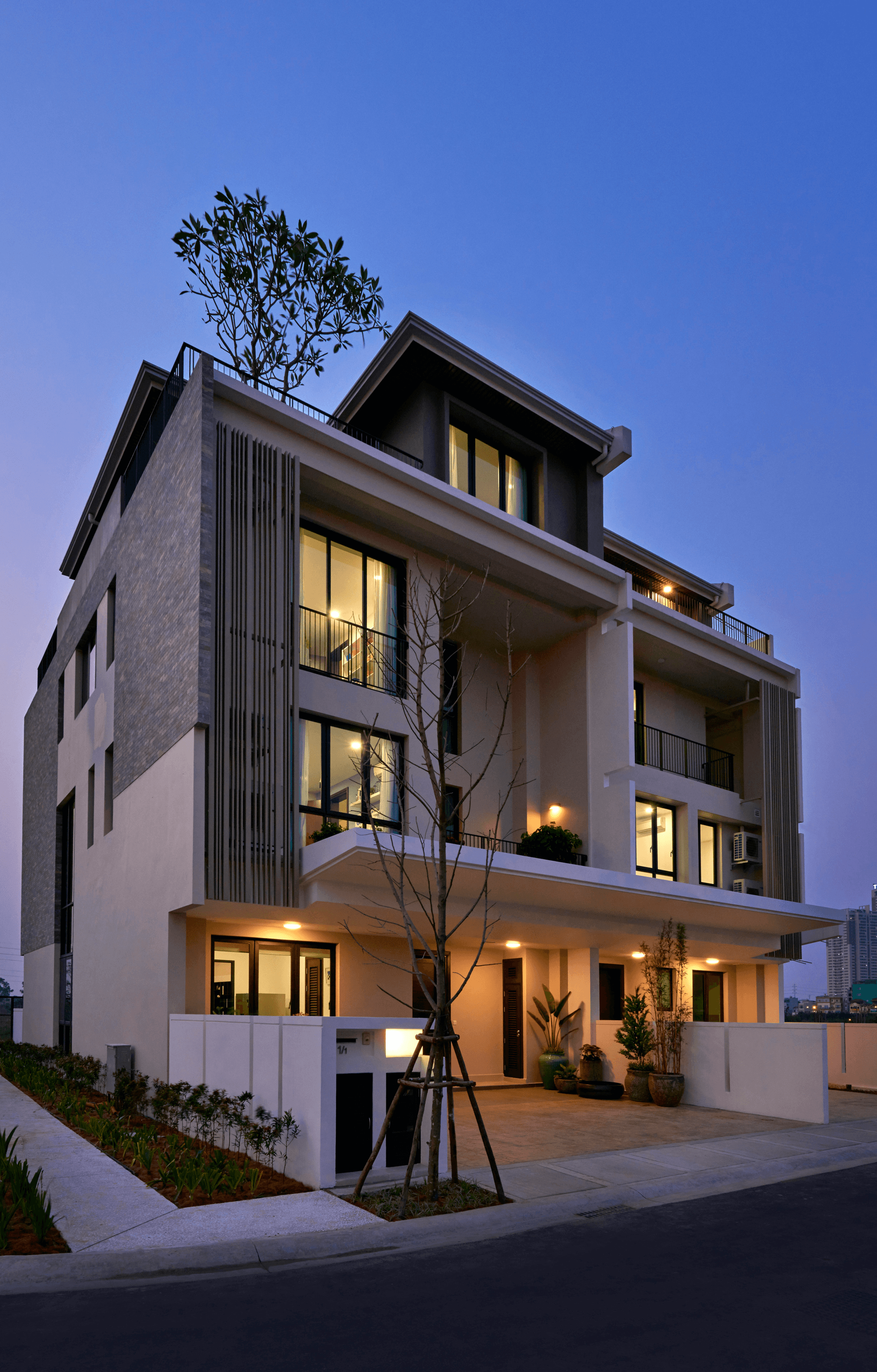 modern modular duplex showcasing energy efficiency and stylish design