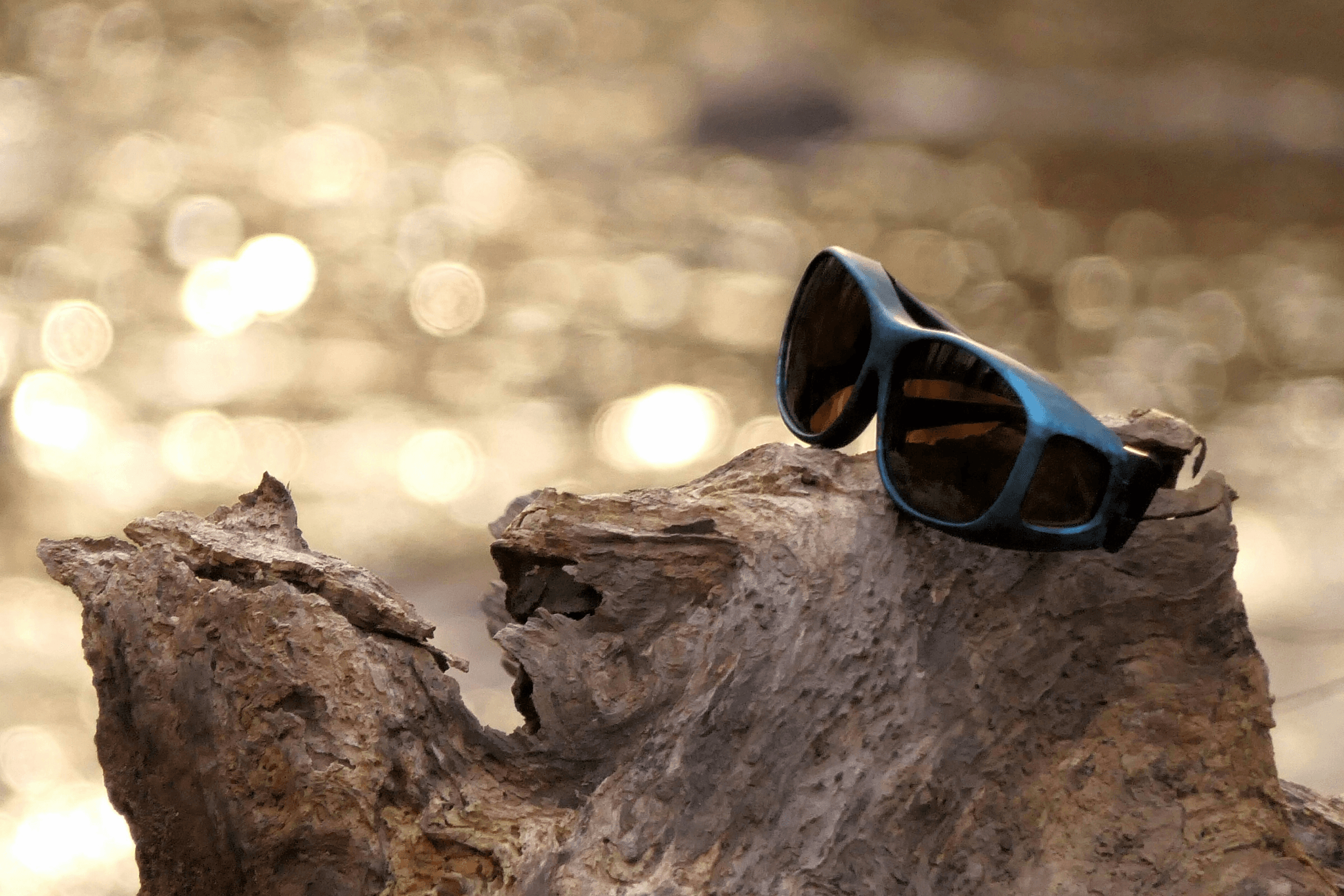 Eco-friendly stylish black polarized sunglasses made from recycled marine plastic