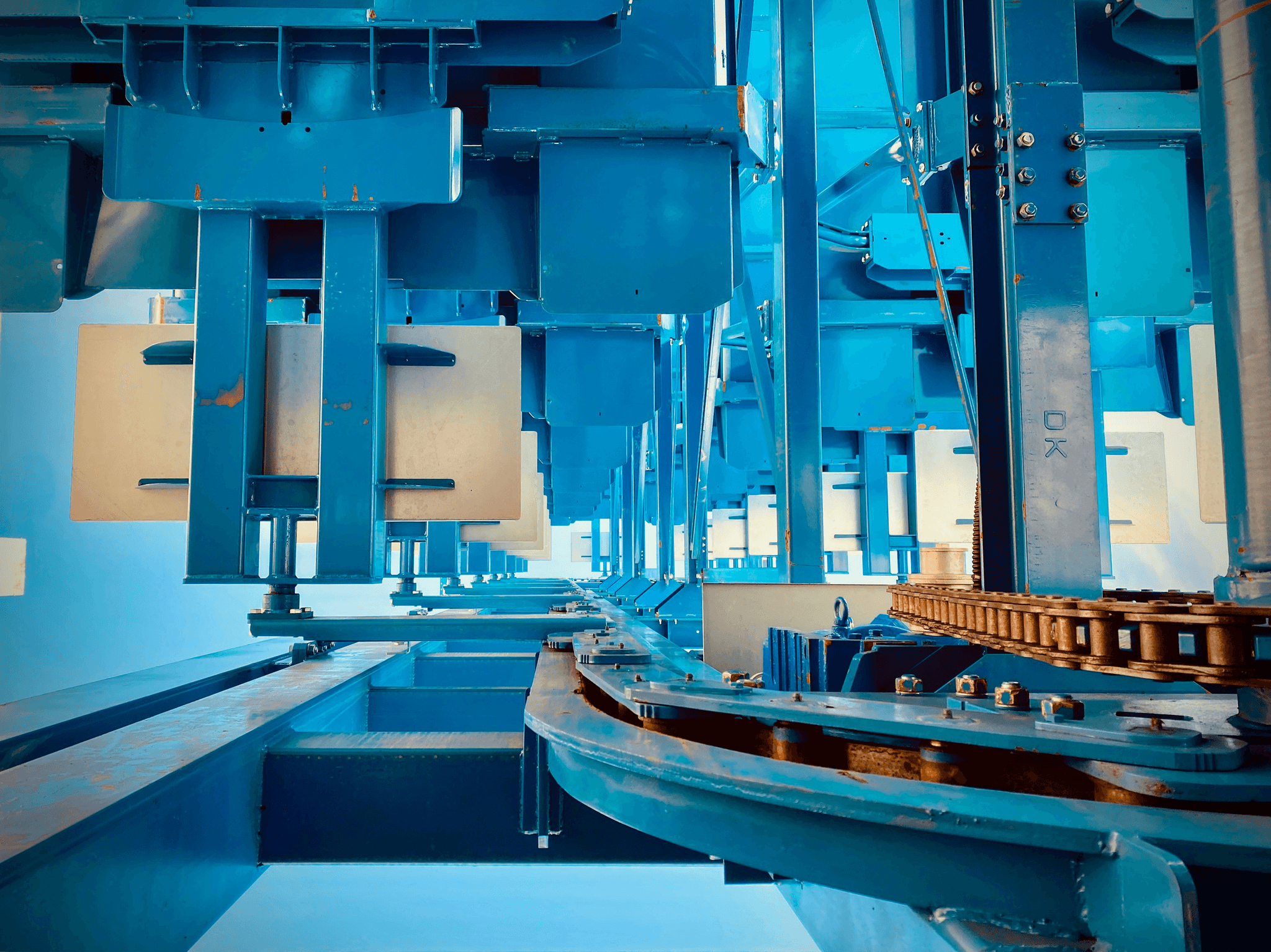 High-performance wire bending machines in action on an automatic production line.