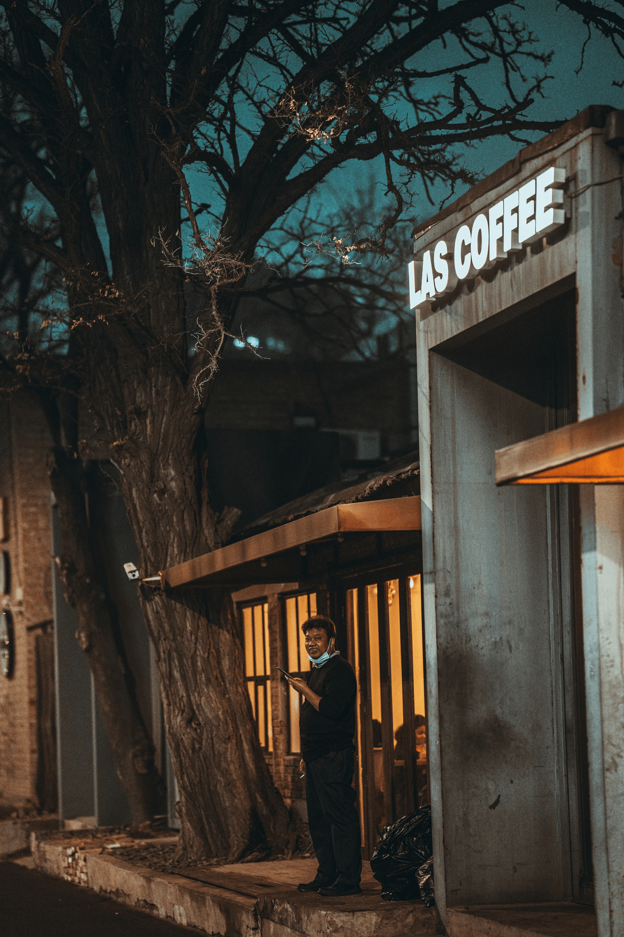 coffee shop container in urban setting
