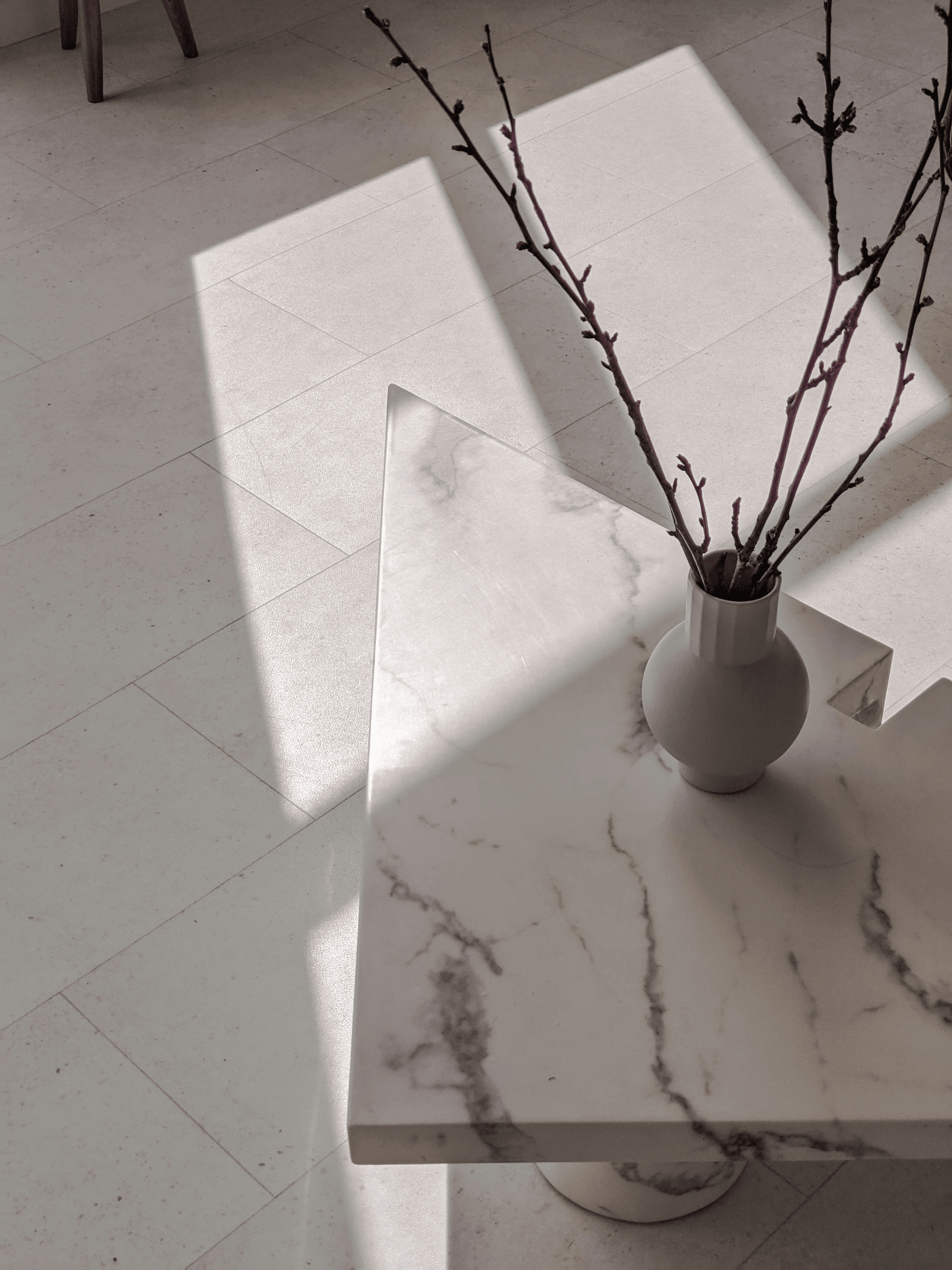 Elegant marble vase as part of stone building materials decor