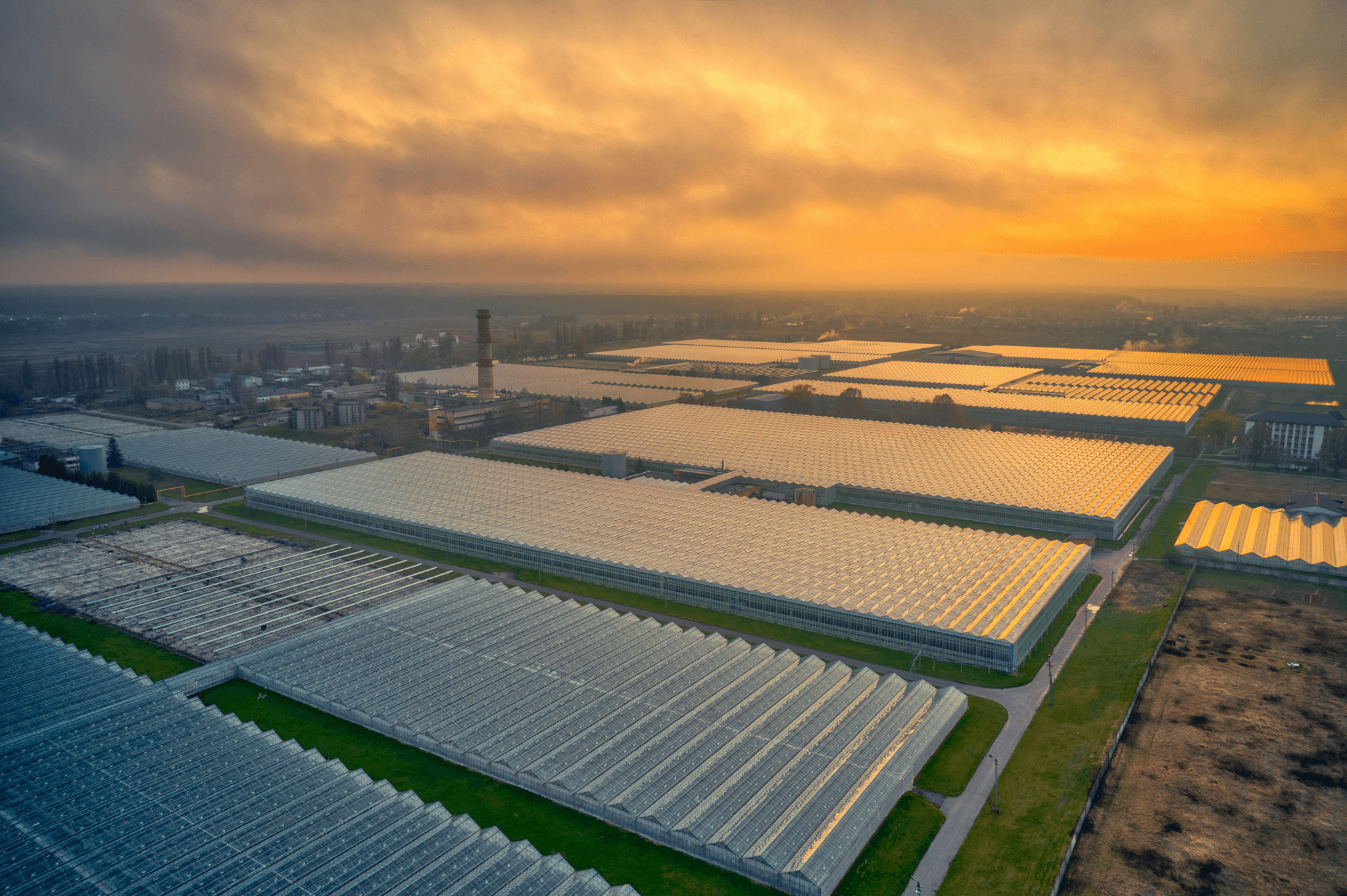 Sustainable factory illustration with renewable energy sources