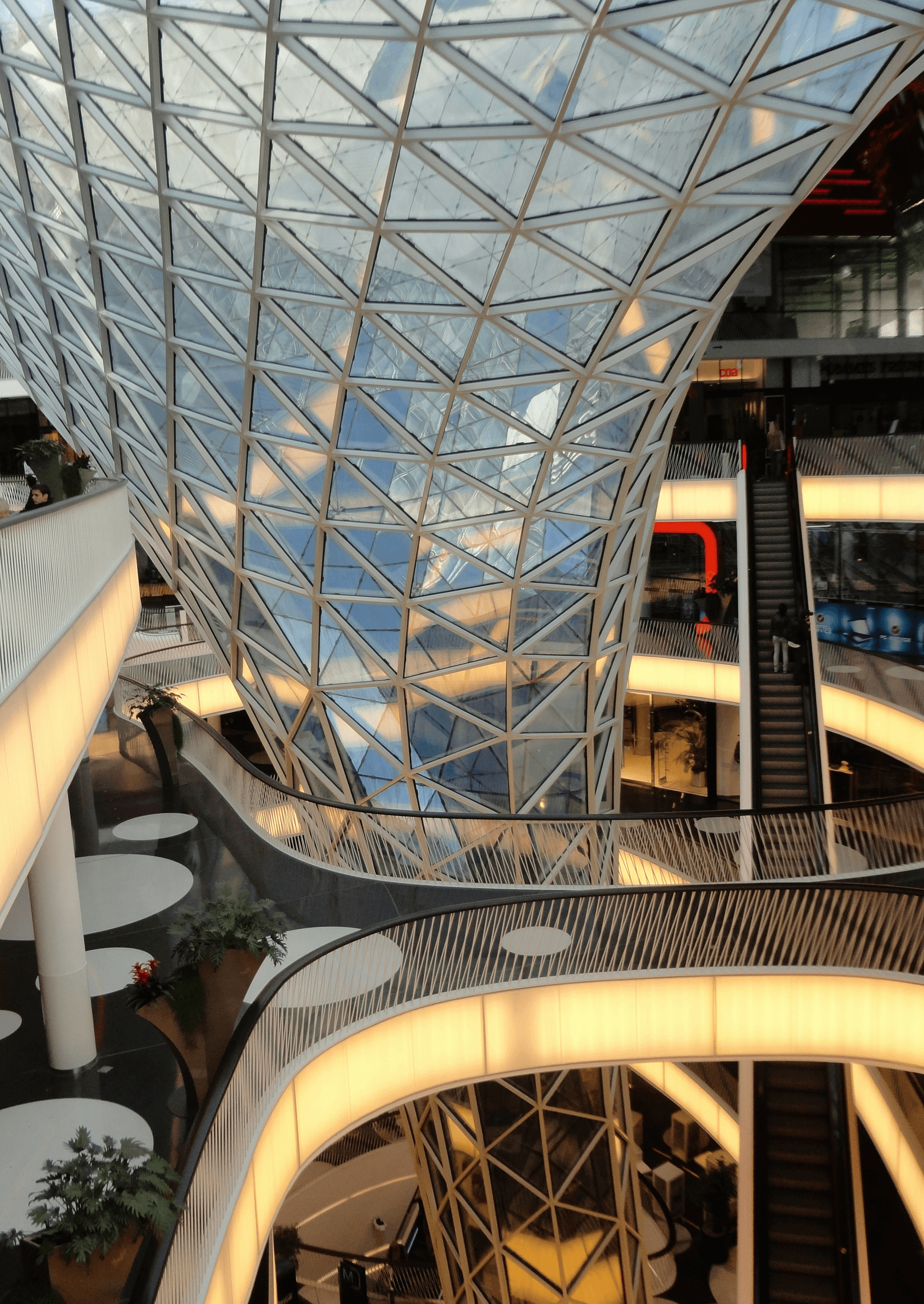 Image showing mall escalator along with lifts in a modern shopping center