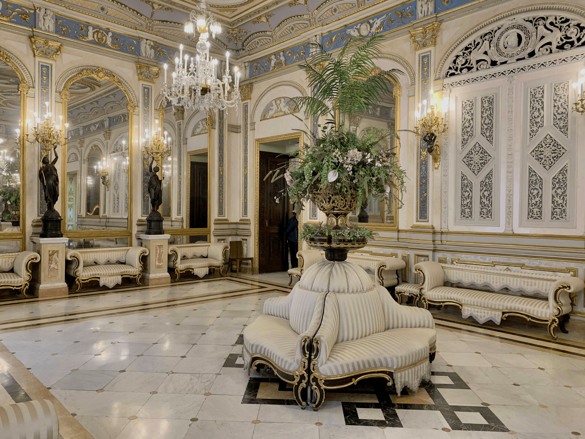 Historic hotel lobby showcasing unique site accommodation atmosphere.