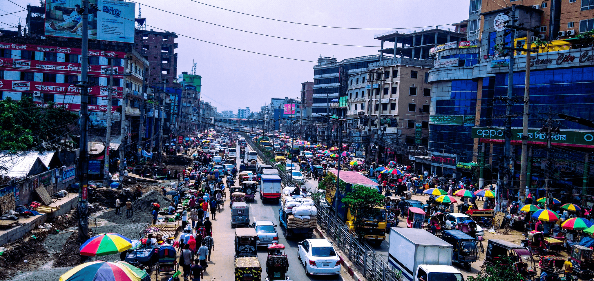 Busy streets and factories in factory city China