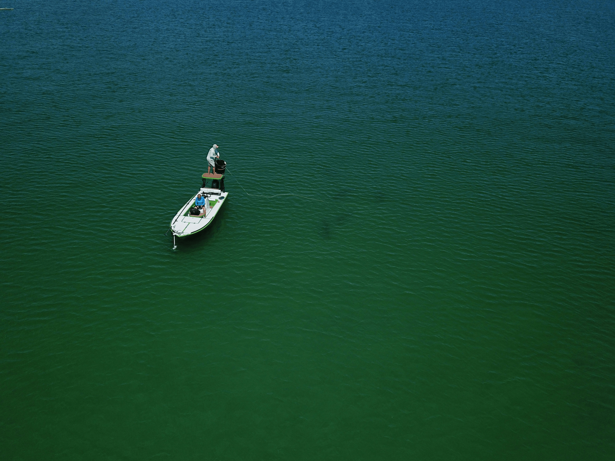 Aluminum fishing boat on calm waters