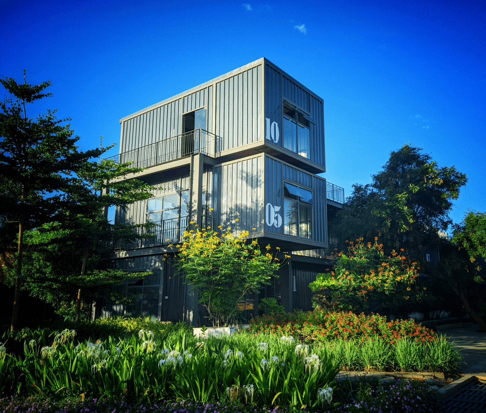 Container house in Philippines surrounded by greenery