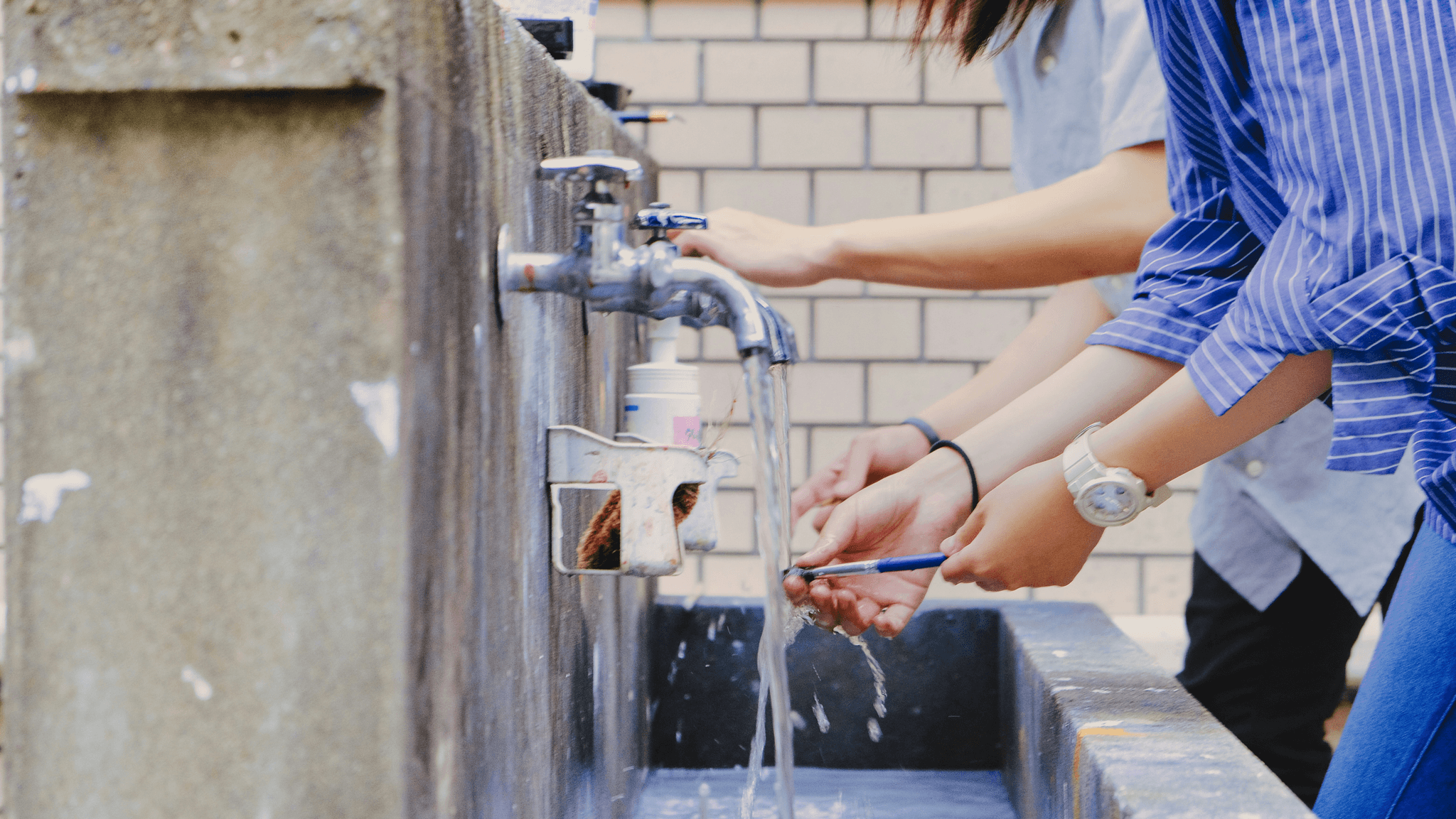 Portable bathroom hygiene stations at outdoor festival