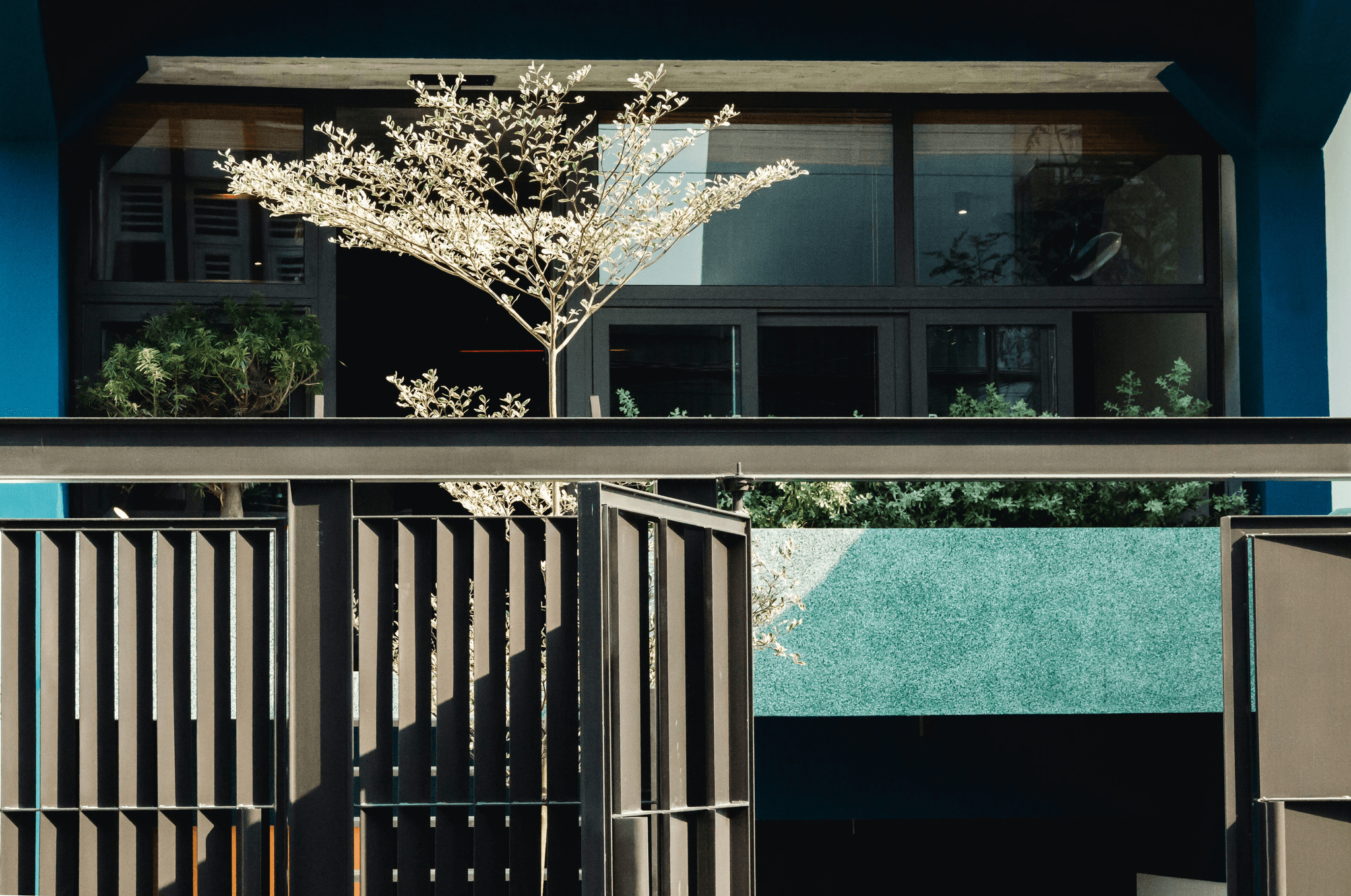 stylish modern steel house in nature