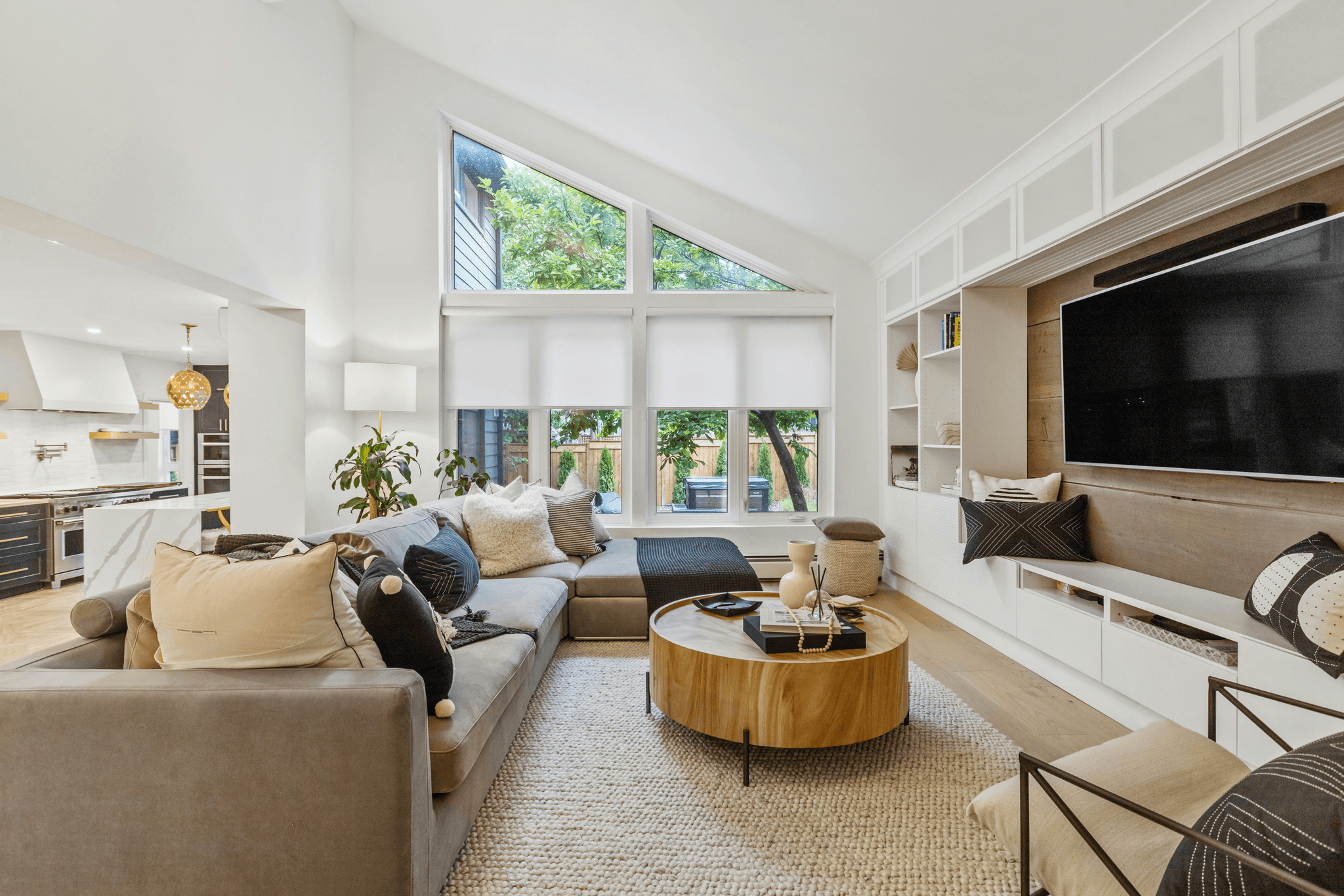 Fluted panel TV wall enhancing modern living space