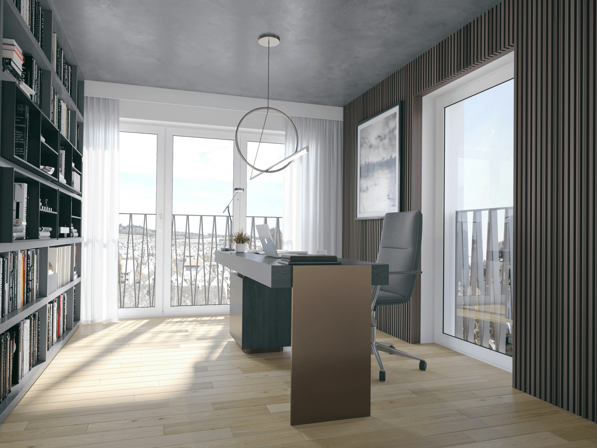 Sleek interior design in prefab container office