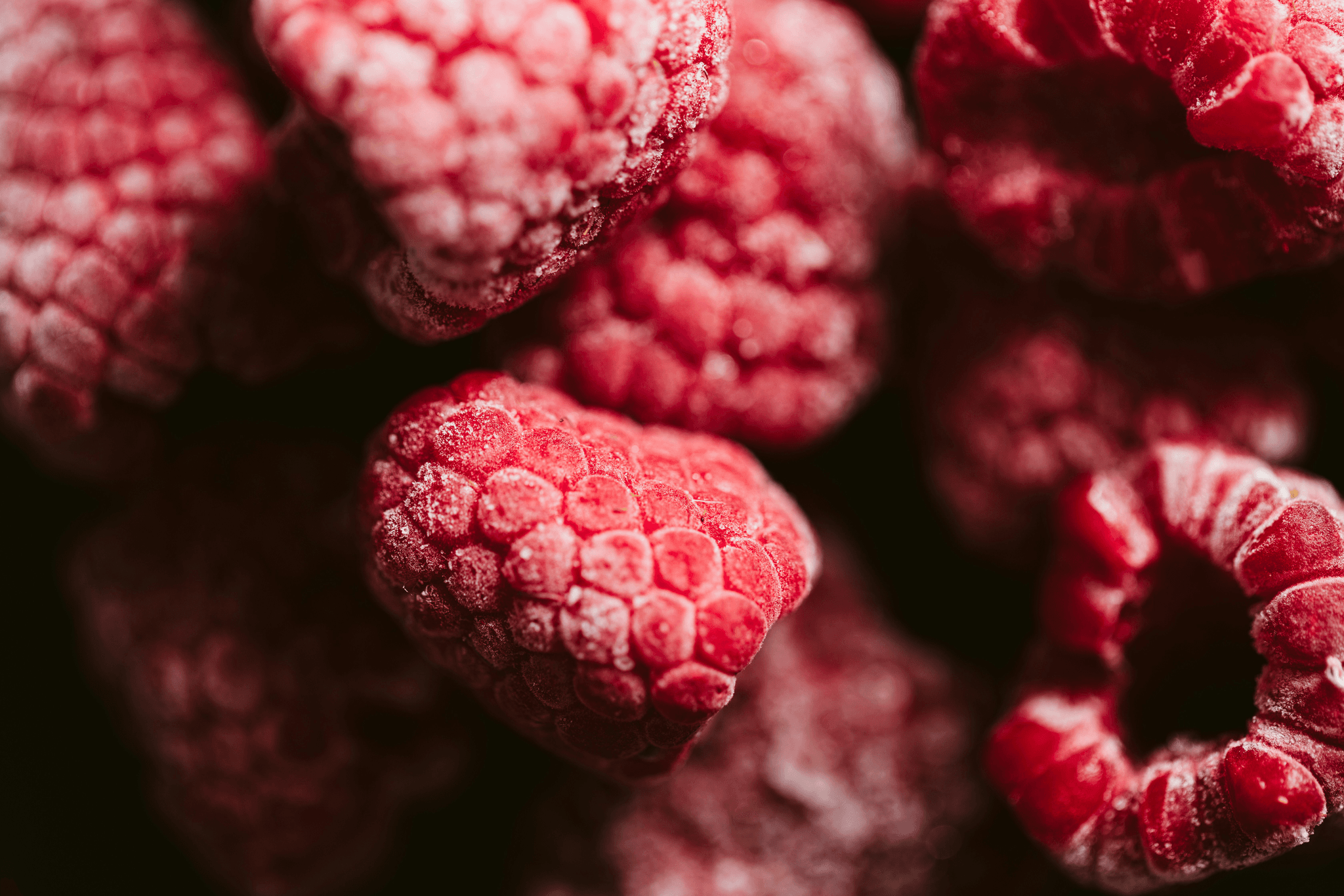 Delicious selection of freeze dried raspberries bulk ready for cooking.