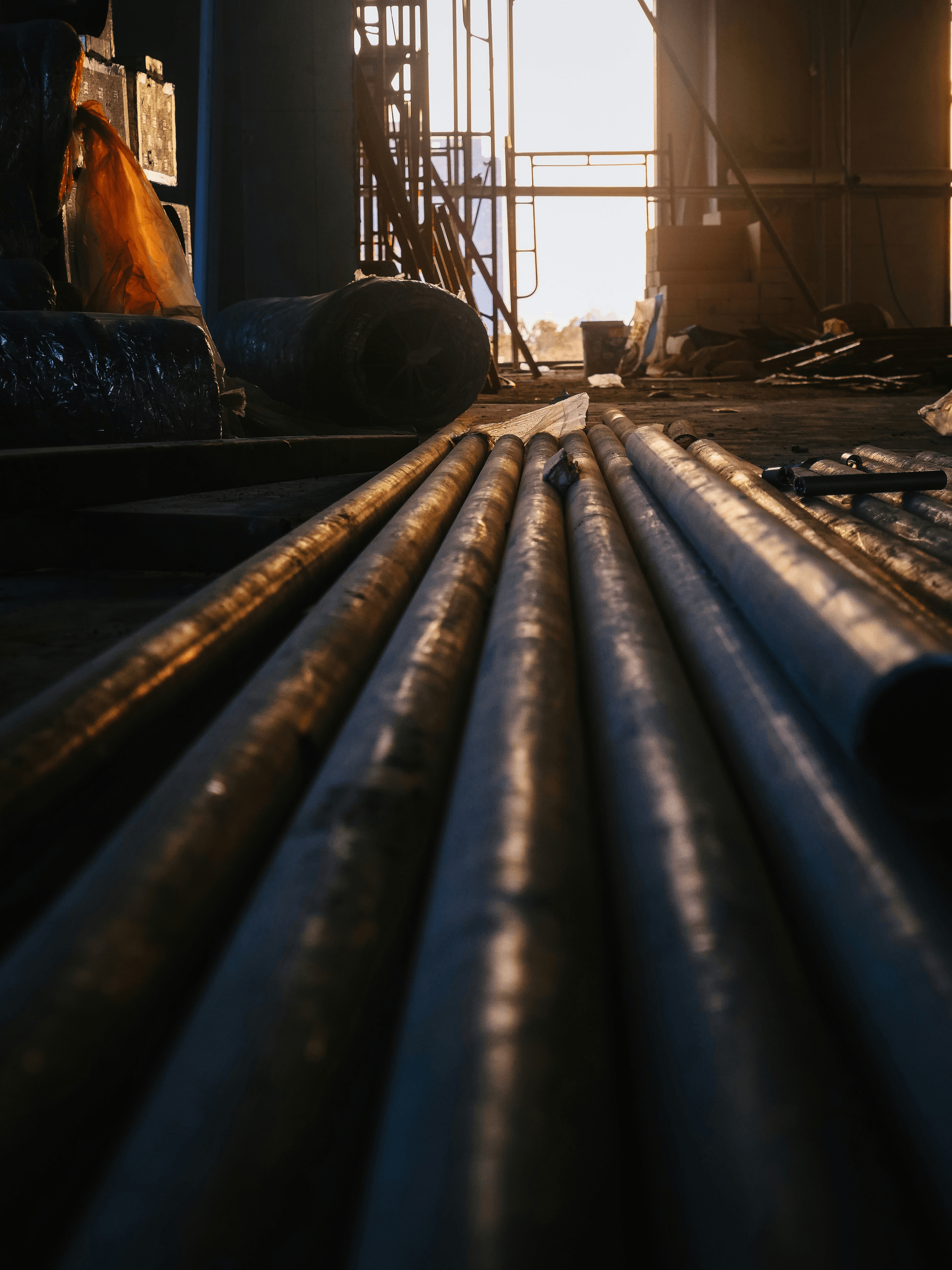 Industrial line pipe inspection setup.