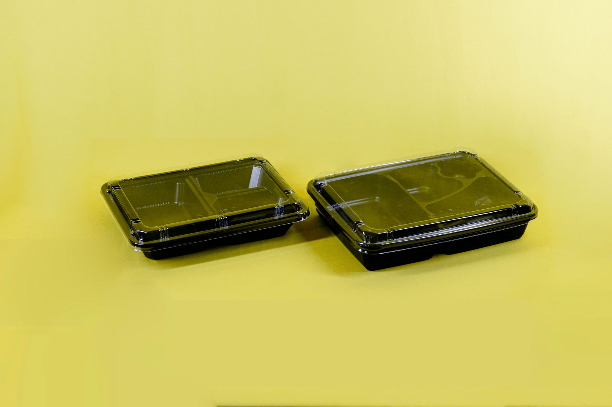 Different types of 4 compartment take out containers showcased